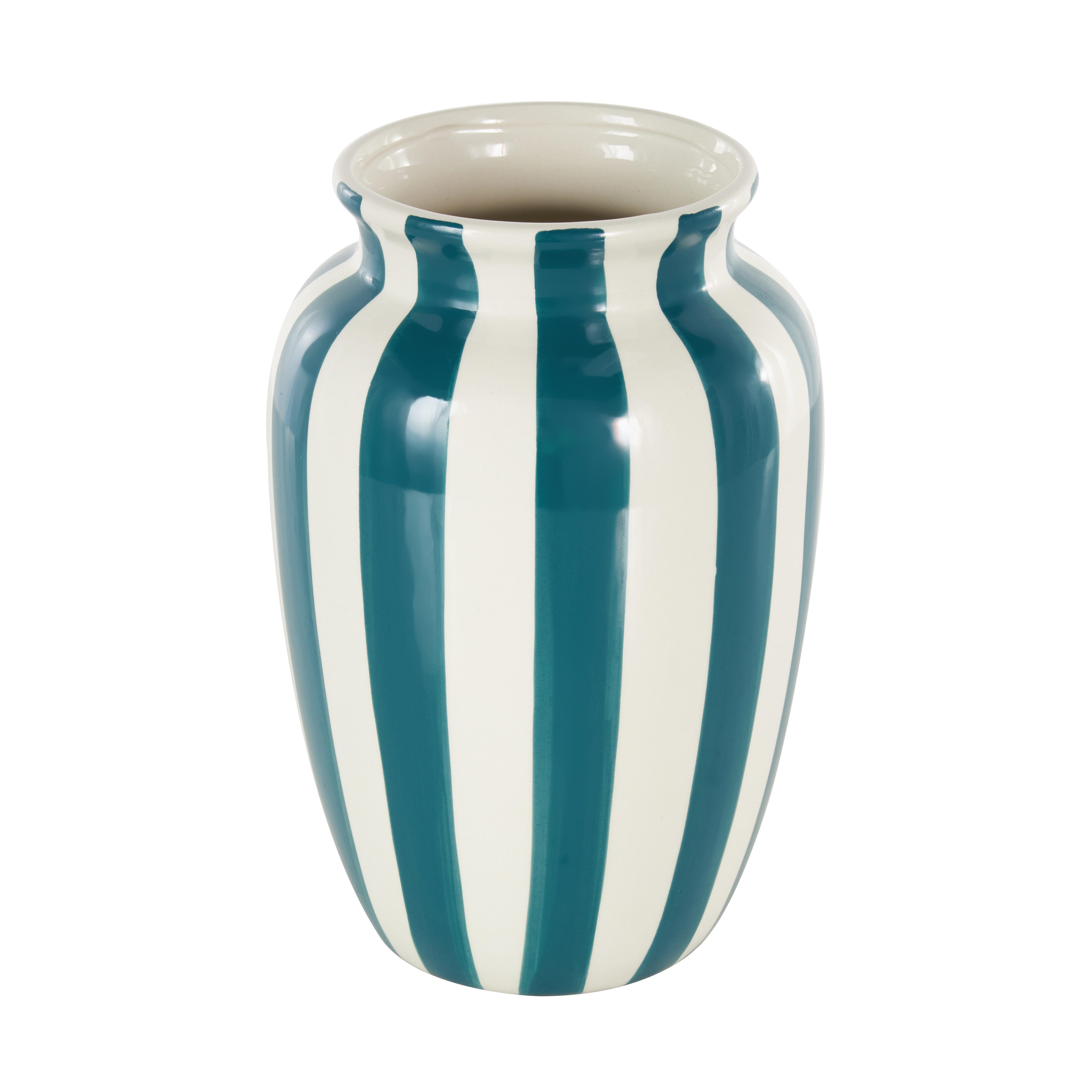 Bayberry Lane Decorative Vase with Vertical Stripes, , large