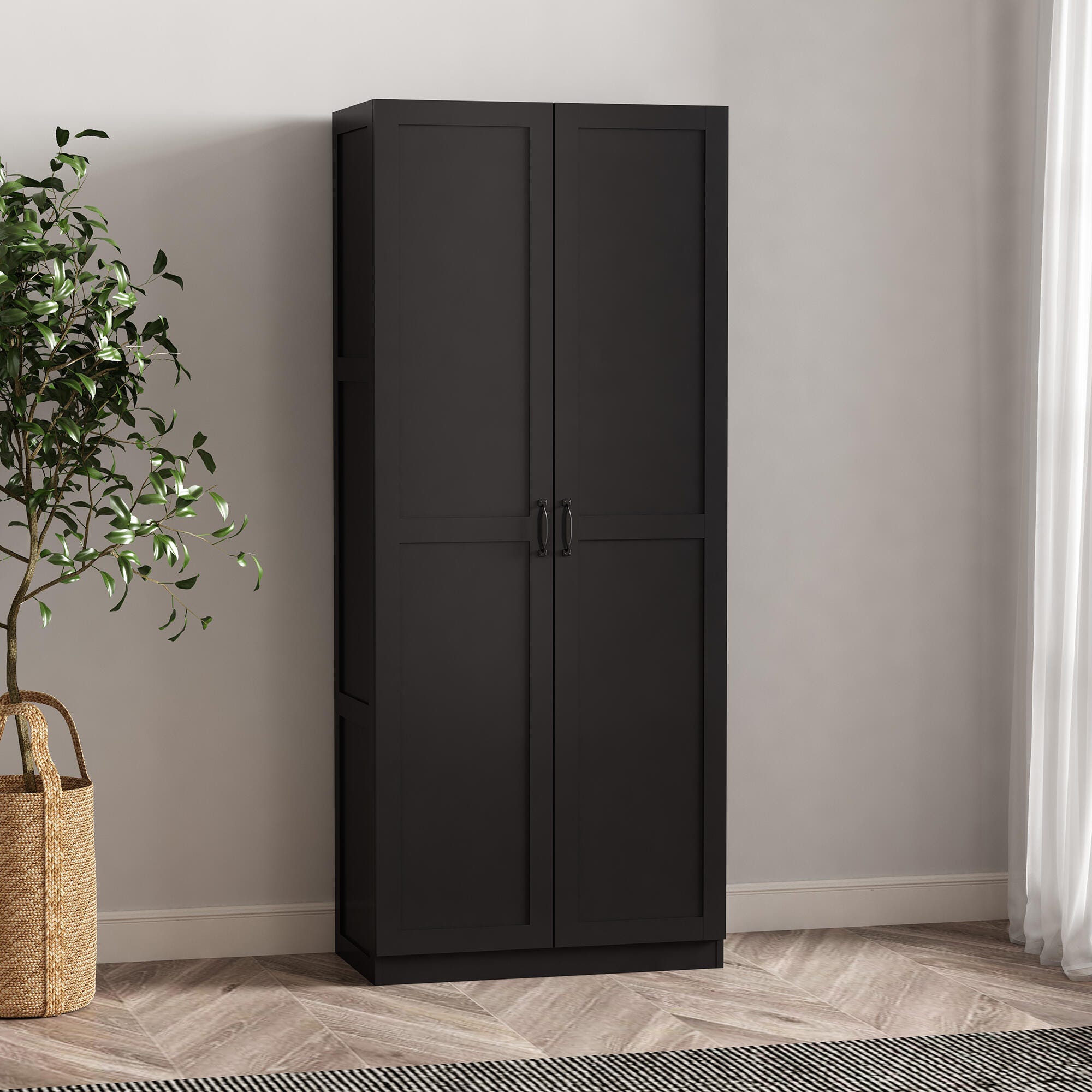 Manhattan Comfort Cornelia Storage Closet 30" Width (Set of 2), Black, rollover