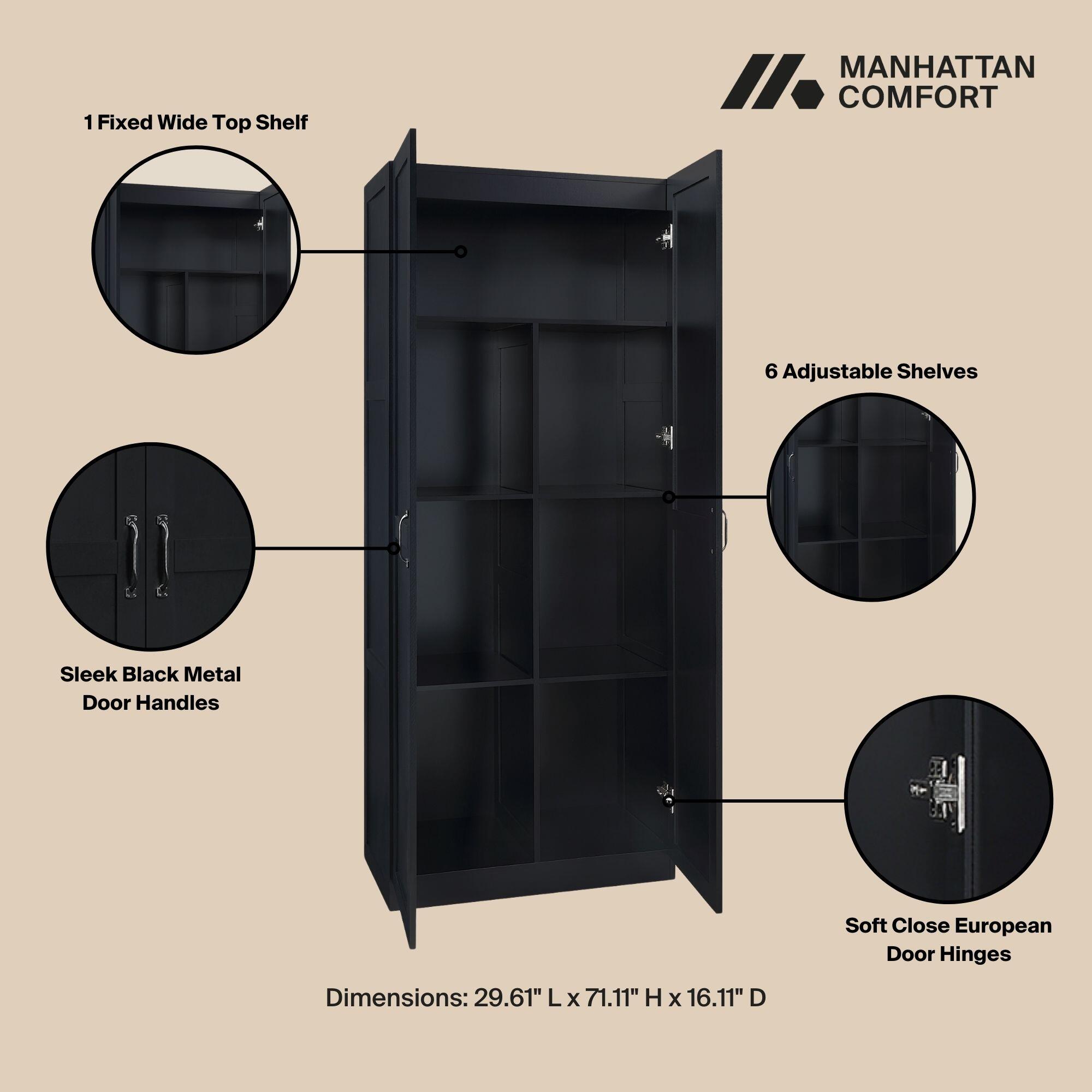 Manhattan Comfort Cornelia Storage Closet 30" Width, Black, large