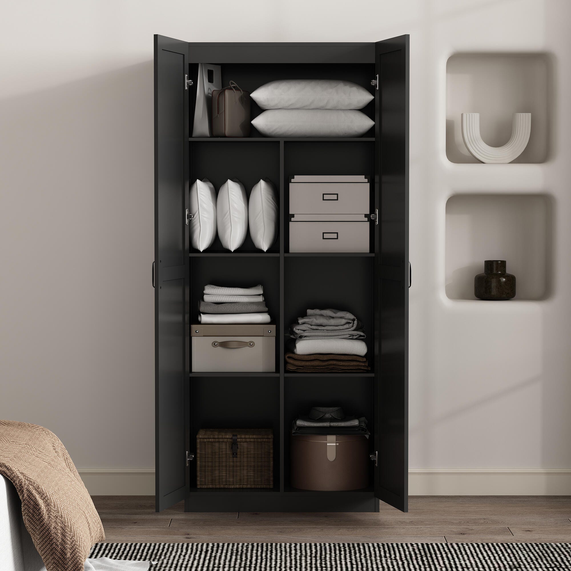 Manhattan Comfort Cornelia Storage Closet 30" Width, Black, large