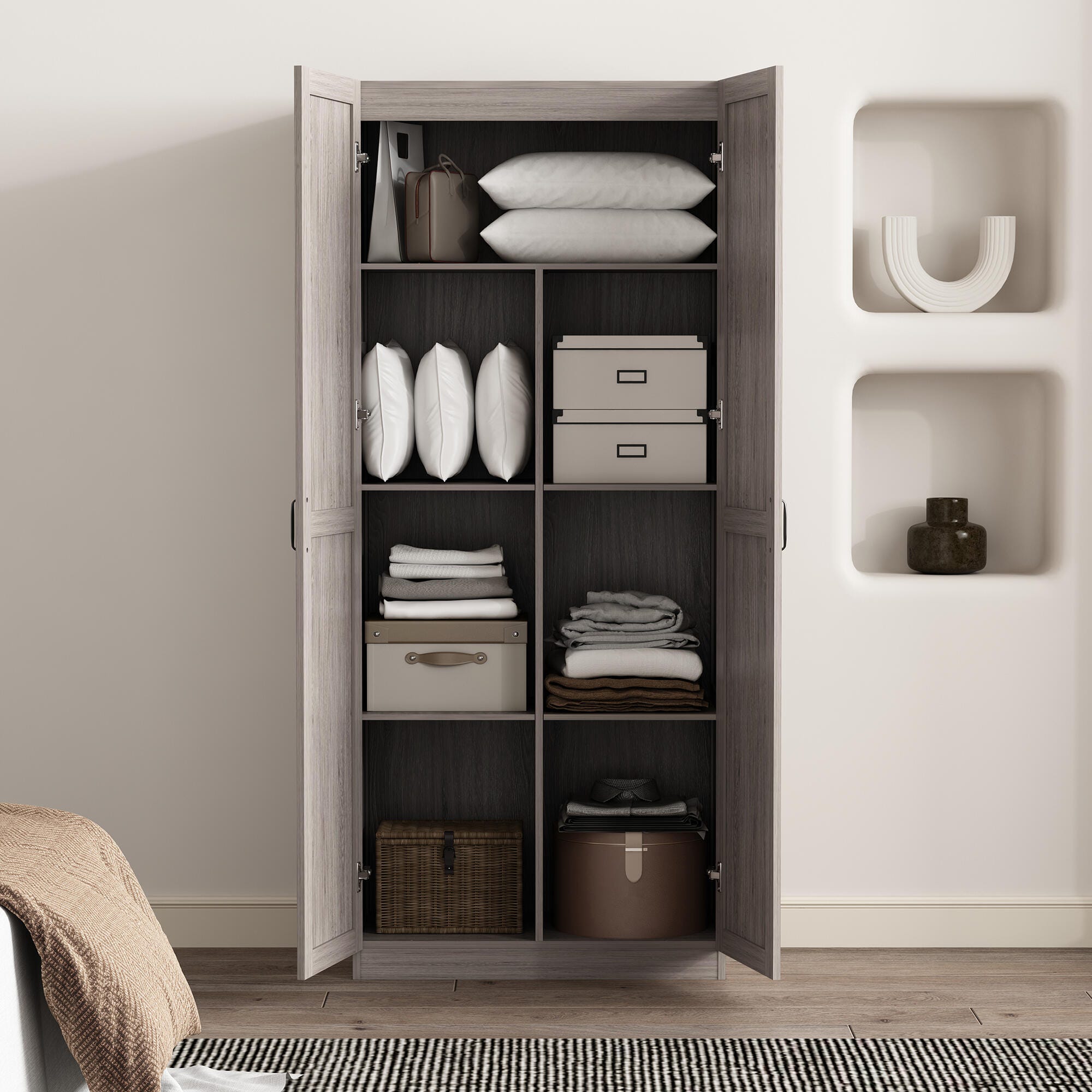 Manhattan Comfort Cornelia Storage Closet 30" Width, Gray, large