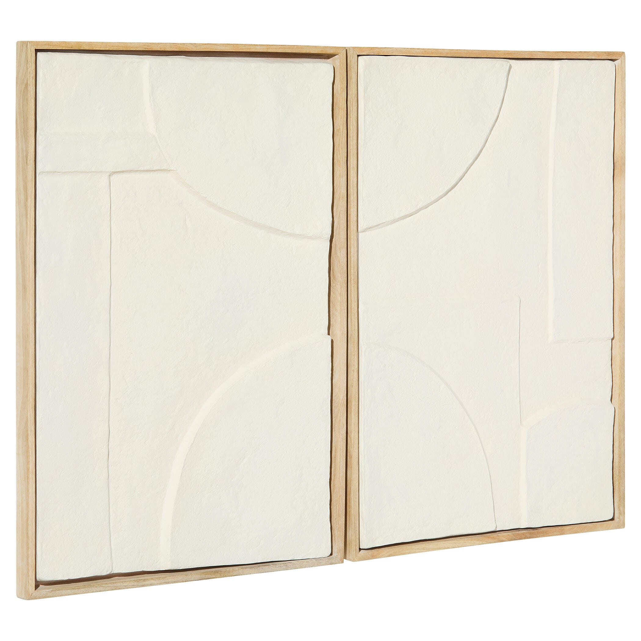 Ashley Luxe Oliver Diptych Panels | Off-White | Walnut | Set of 2, , large