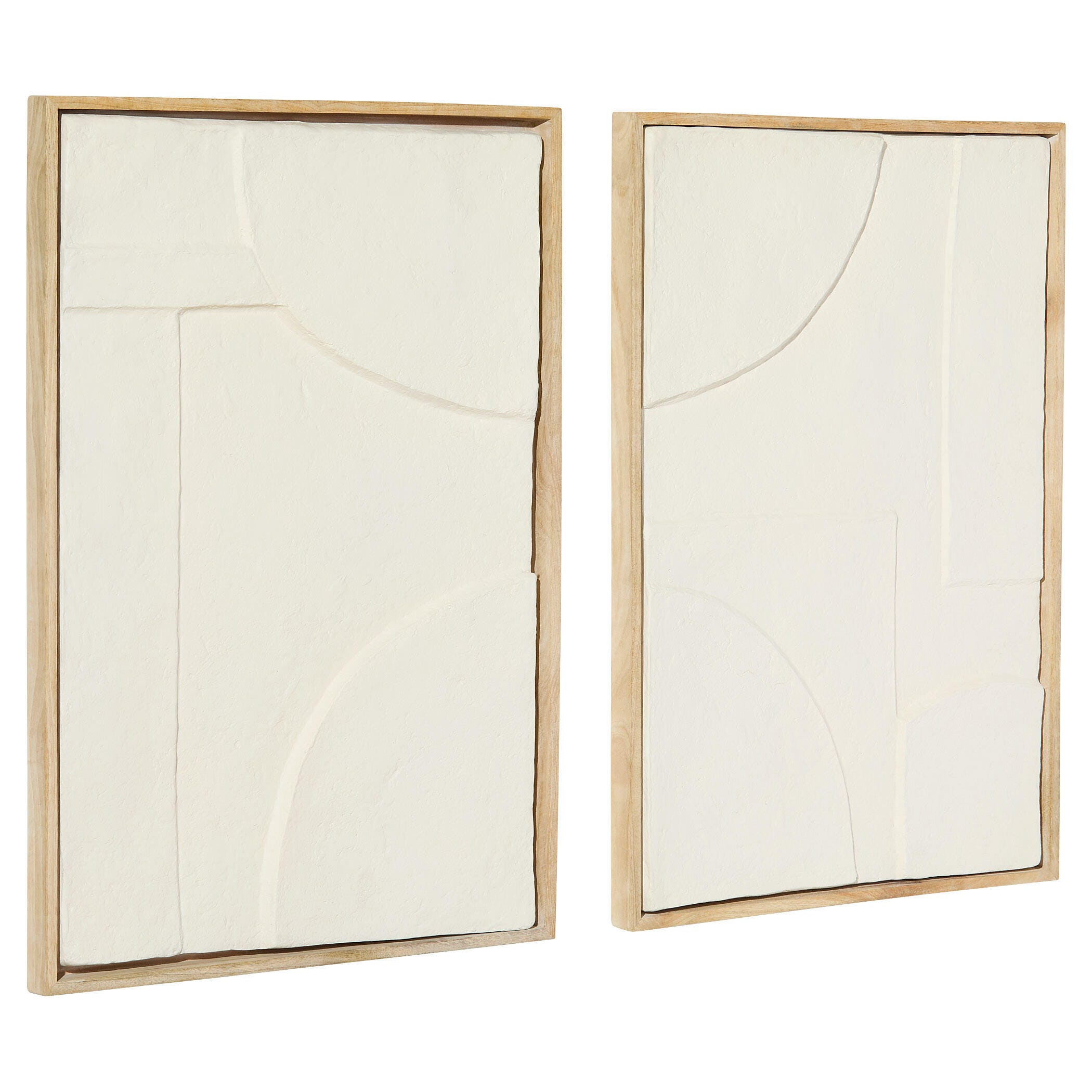 Ashley Luxe Oliver Diptych Panels | Off-White | Walnut | Set of 2, , large