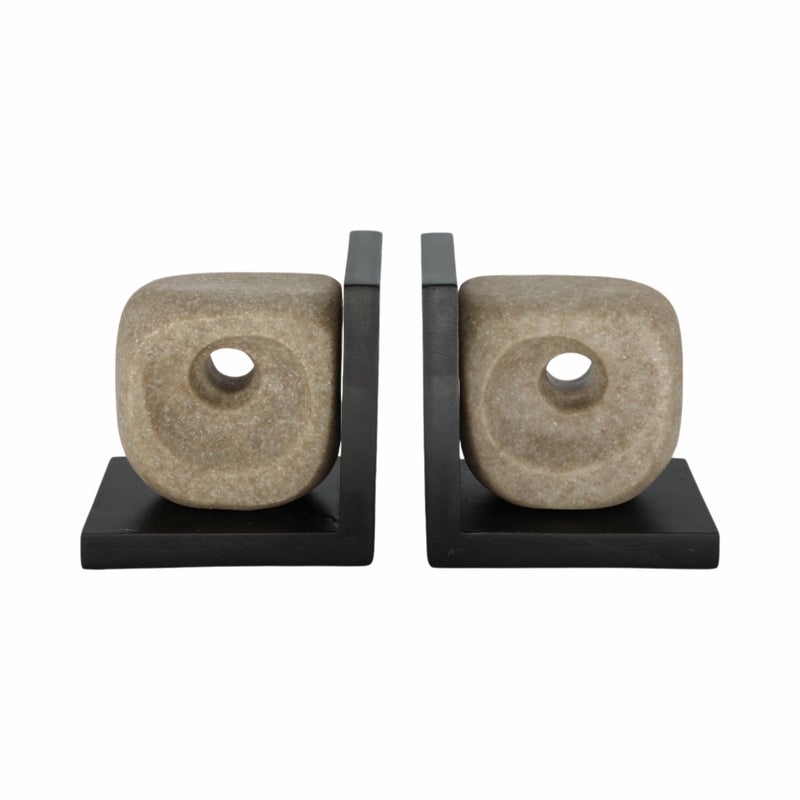 Ashley Luxe Geometric Bookends (Set of 2), Brown/Black