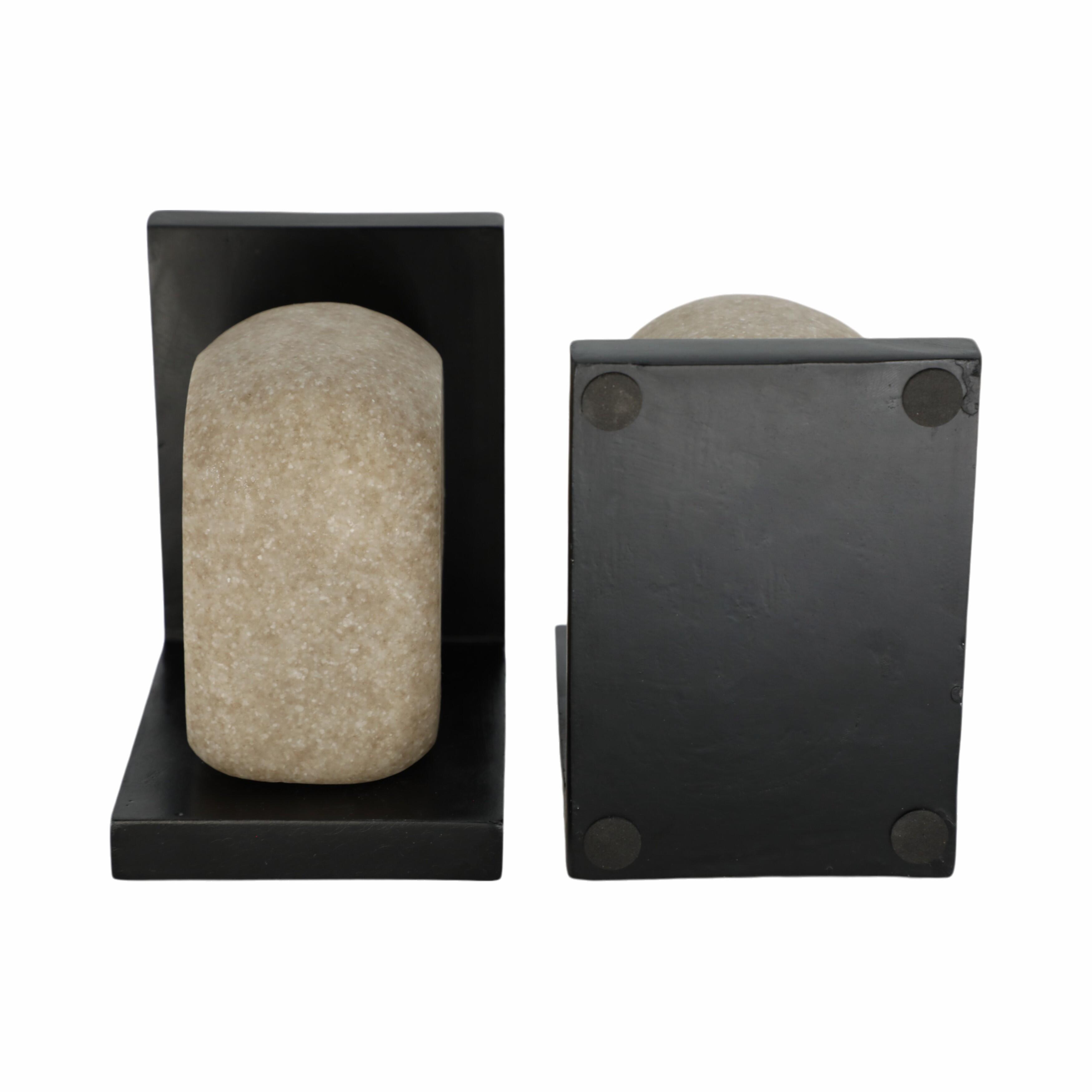 Ashley Luxe S/2 6” Flowood Brown Quartz Resin Bookends, , large