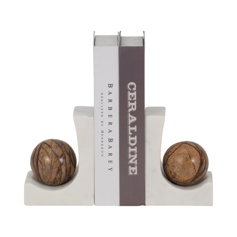 Ashley Luxe Marble Bookends (Set of 2), Natural