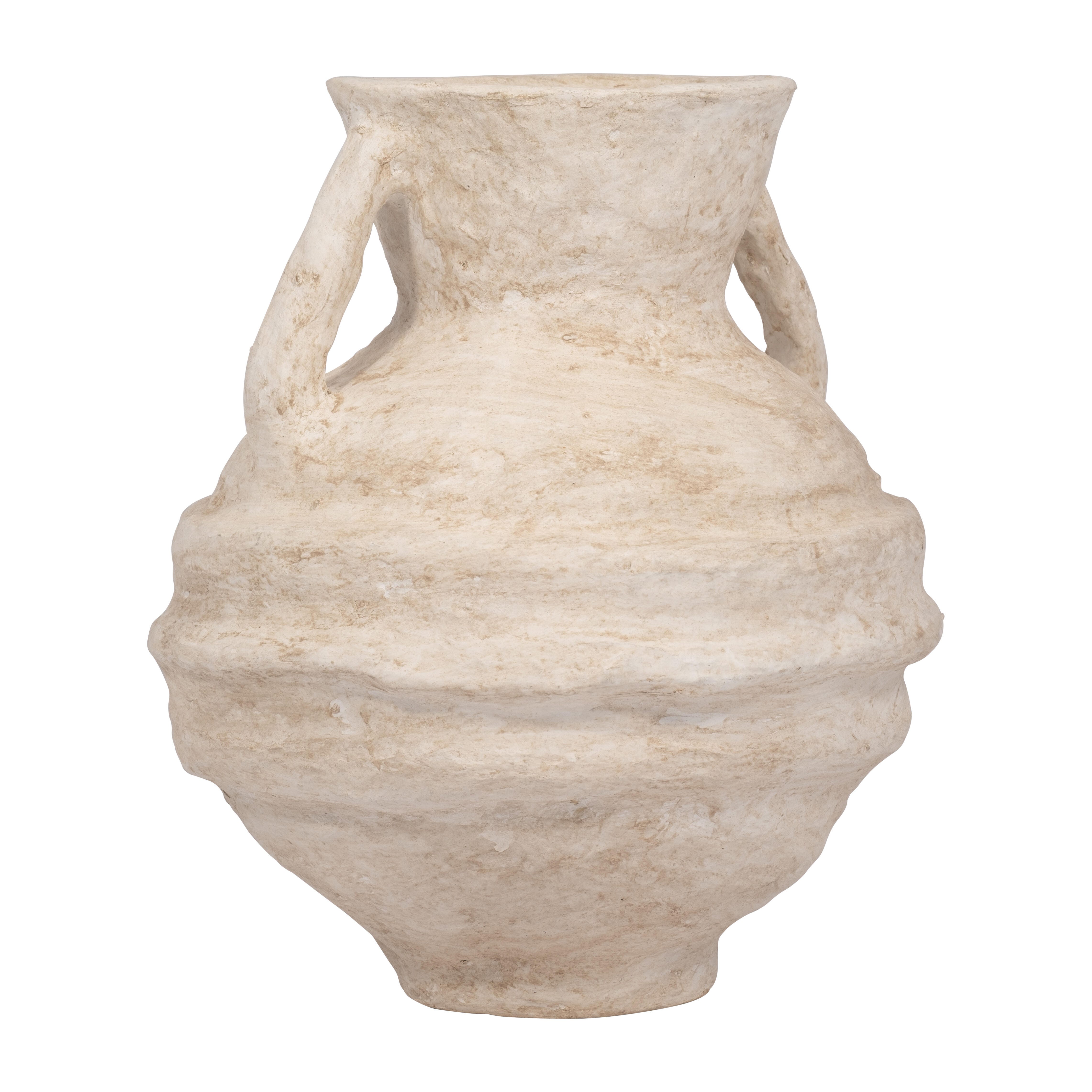 Ashley Luxe Paper Mache, 15” Vase With Handles, White, , large