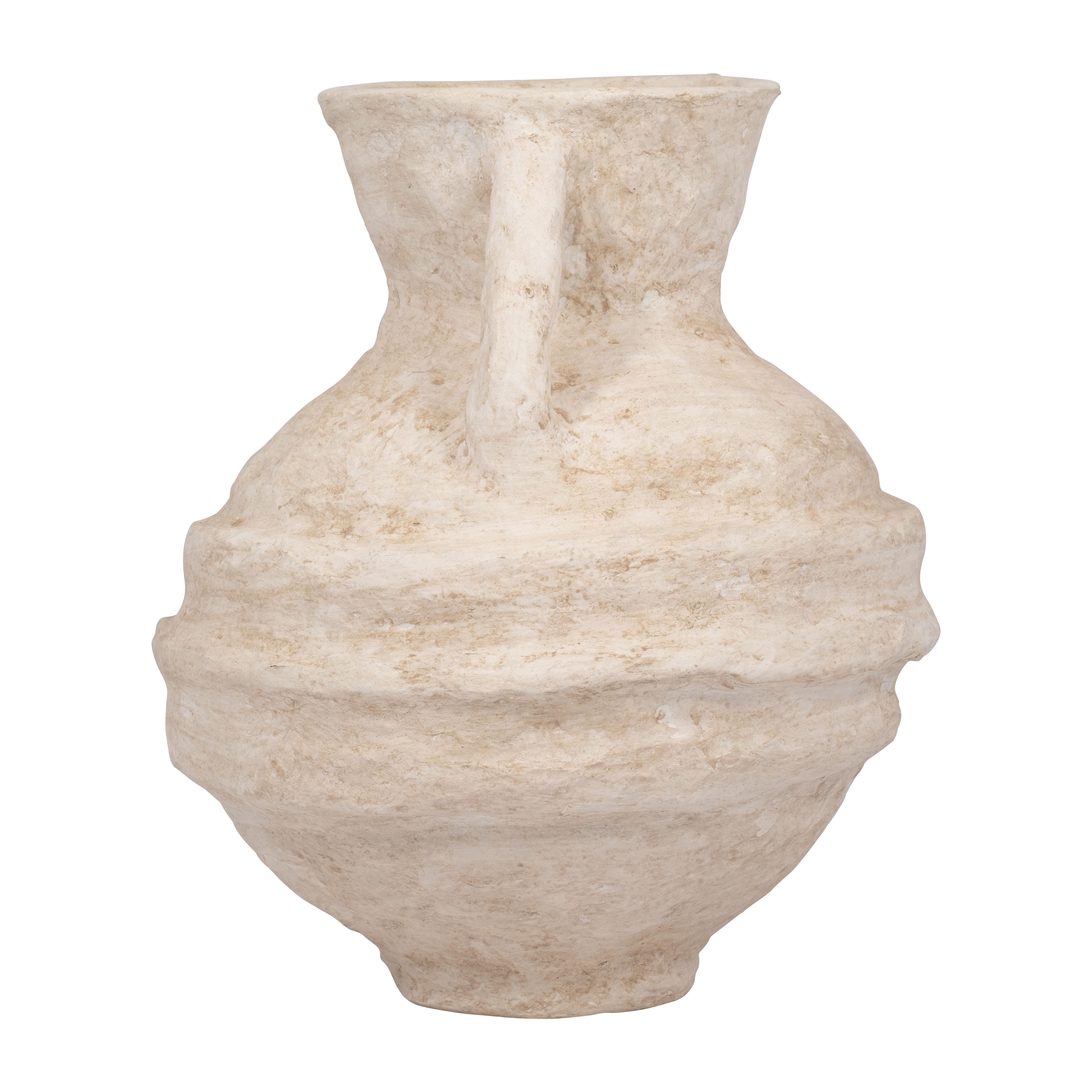 Ashley Luxe Paper Mache, 15” Vase With Handles, White, , large