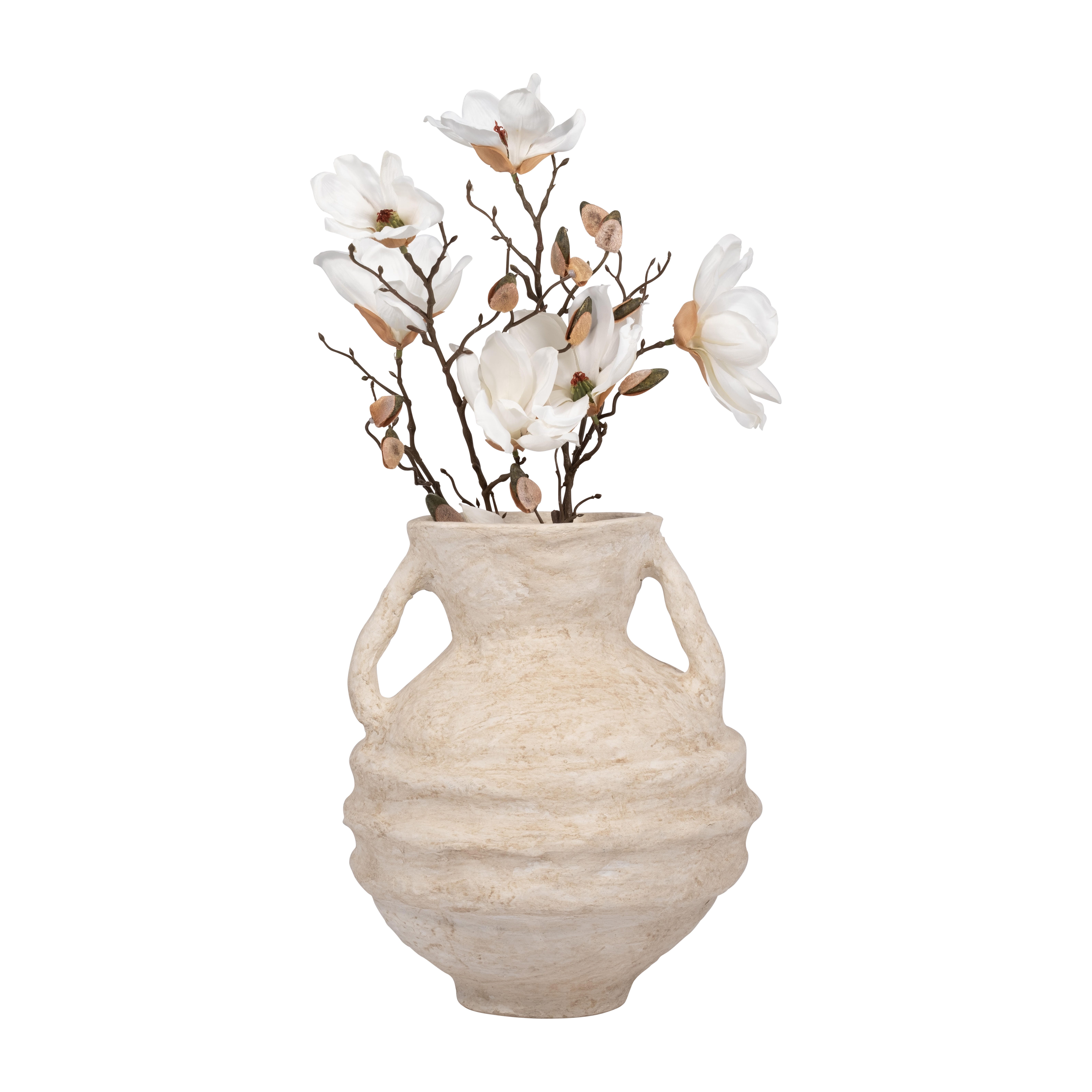 Ashley Luxe Paper Mache, 15” Vase With Handles, White, , large