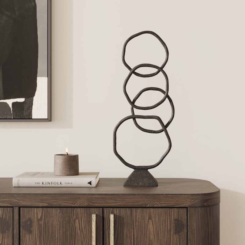 Ashley Luxe Textured Disc Sculpture, Black