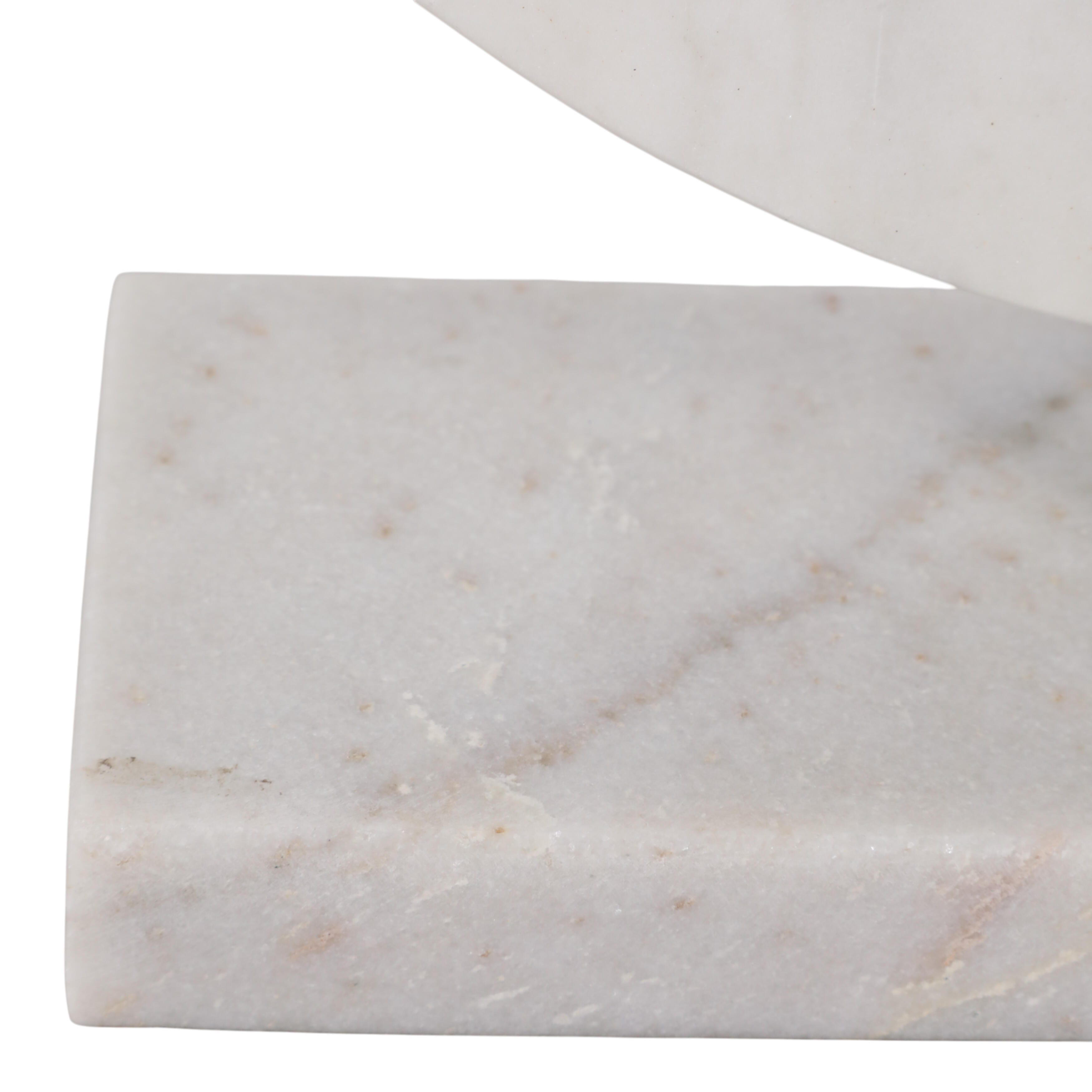 Ashley Luxe 16 x 14” Marble Disc On Stand, White, , large