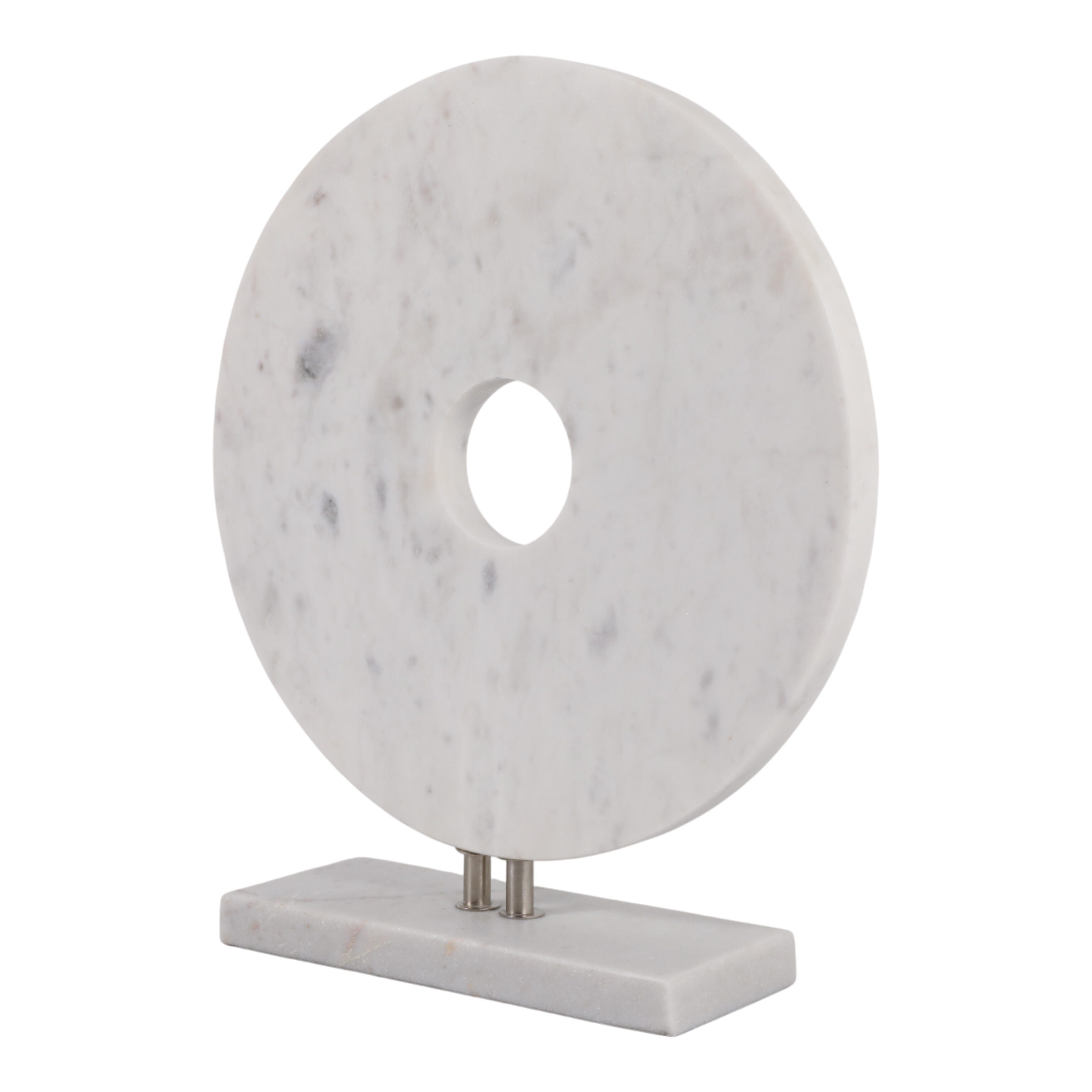 Ashley Luxe 16 x 14” Marble Disc On Stand, White, , large