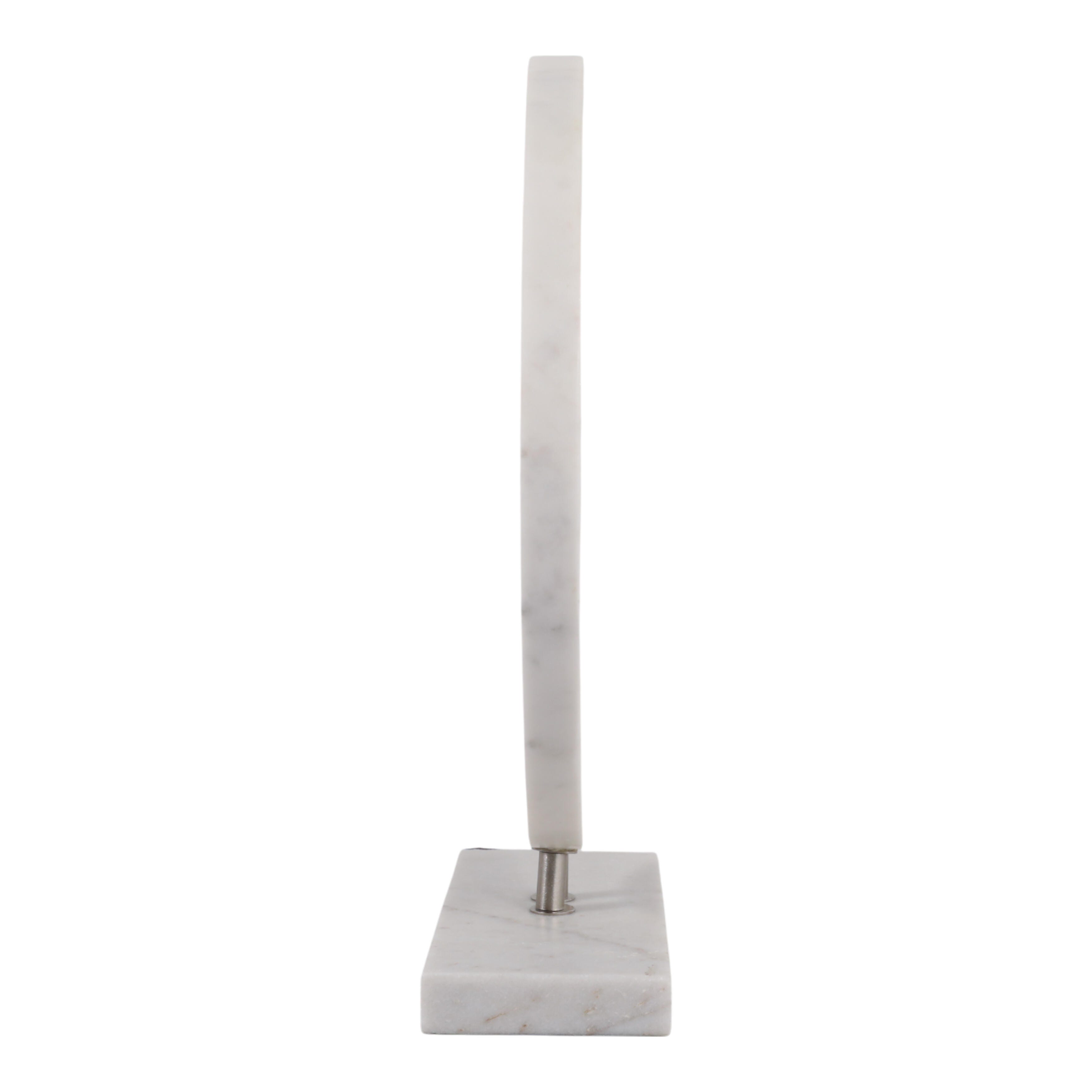 Ashley Luxe 16 x 14” Marble Disc On Stand, White, , large