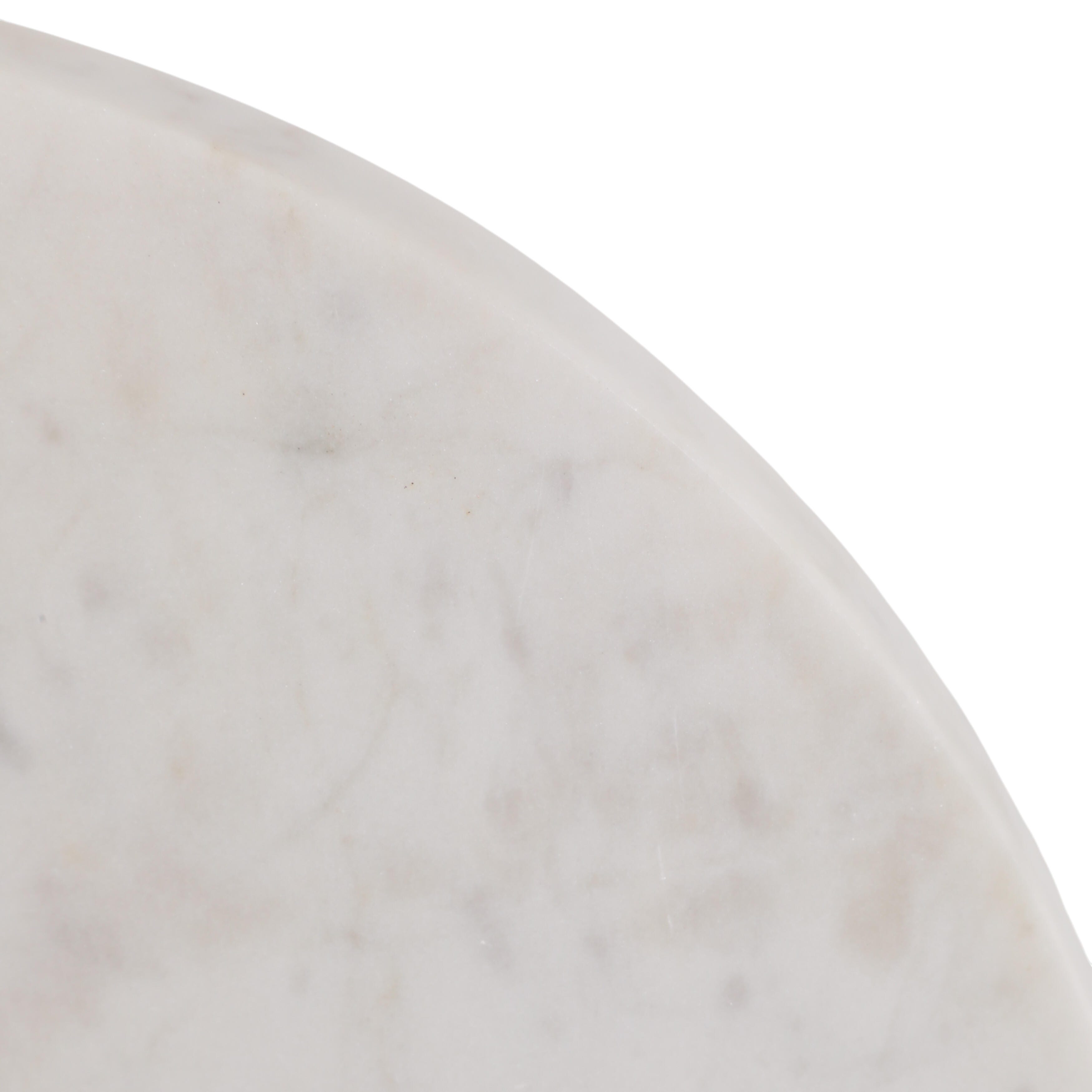 Ashley Luxe 16 x 14” Marble Disc On Stand, White, , large