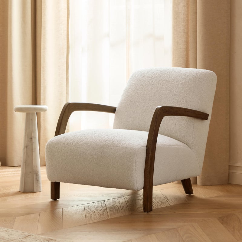 Ashley Luxe Boucle Accent Arm Chair, Cream