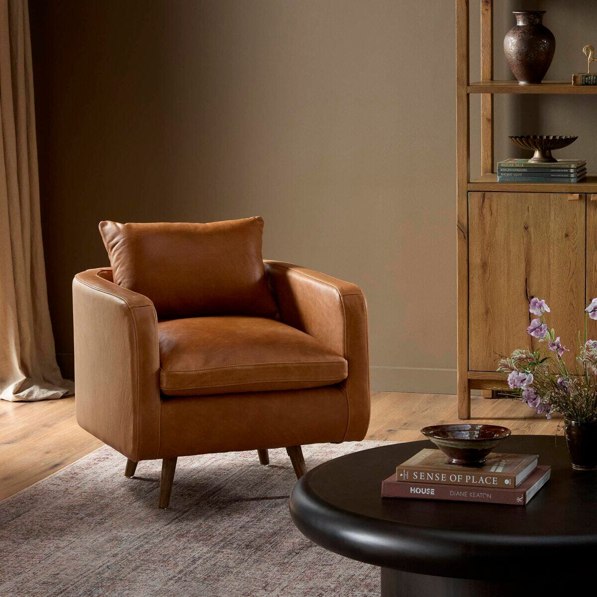 Ashley Luxe Kaya Swivel Chair-Carob Nutmeg, Cognac, rollover