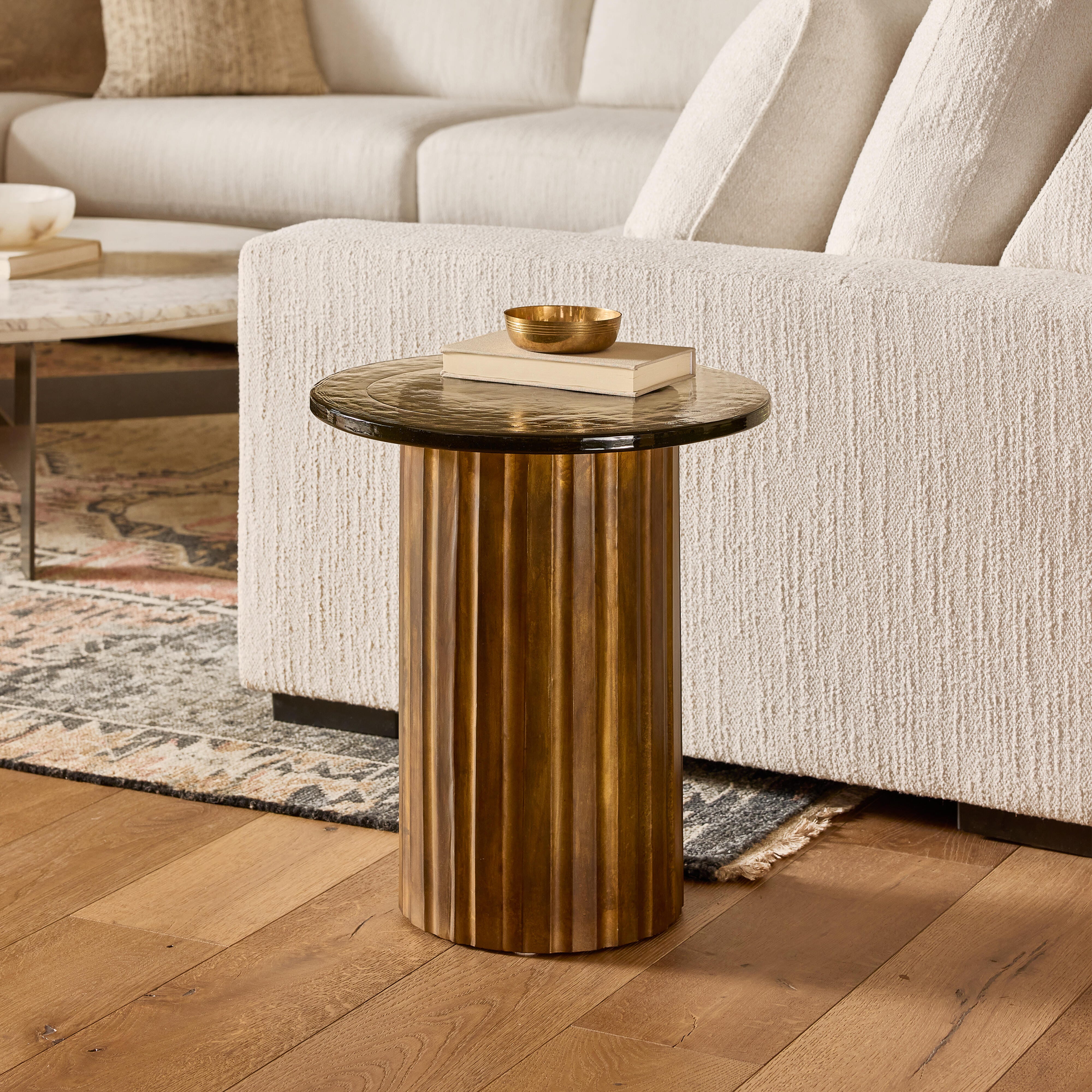 Ashley Luxe Treswell Glass Accent Table - Clear Cast Glass, , rollover