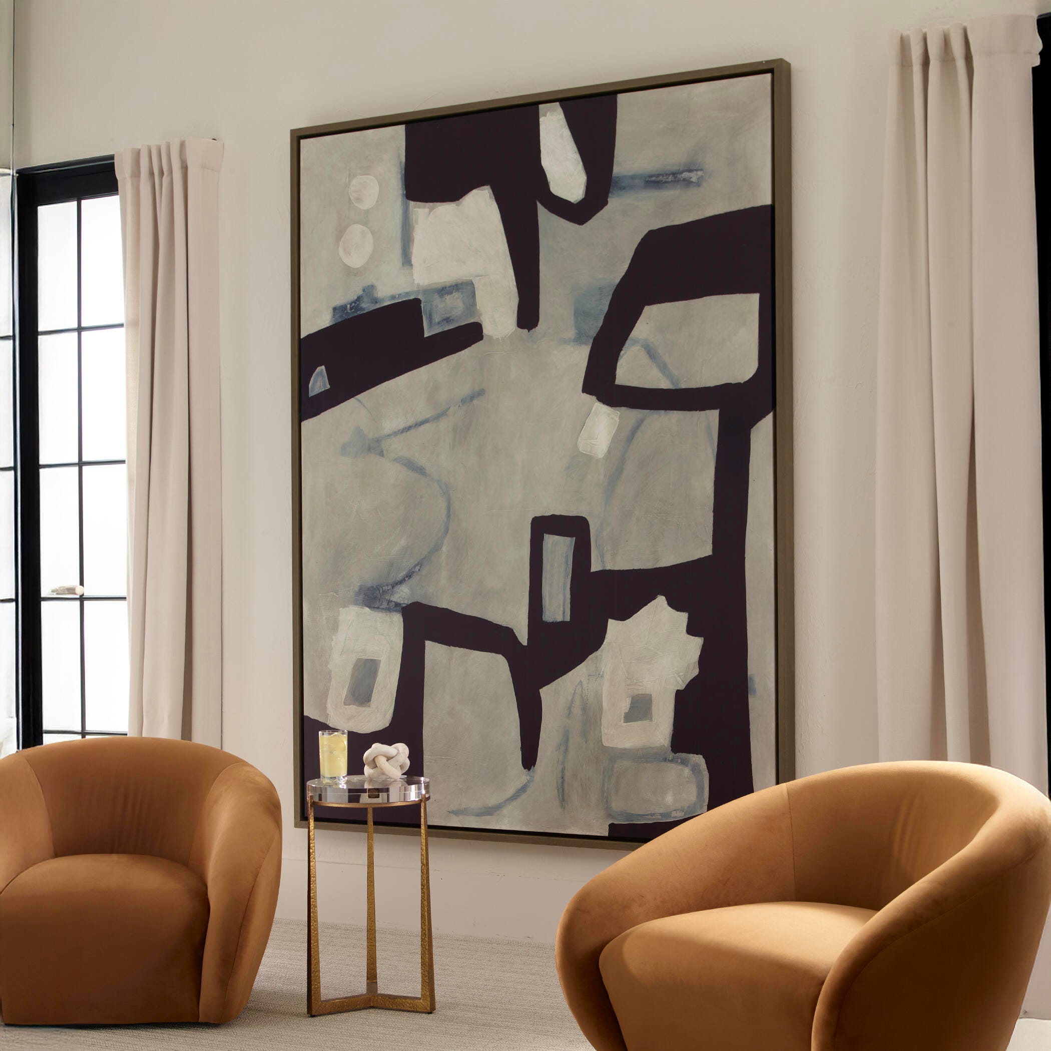 Ashley Luxe Been Around The Block Framed Canvas -44 x 44, Pine, large