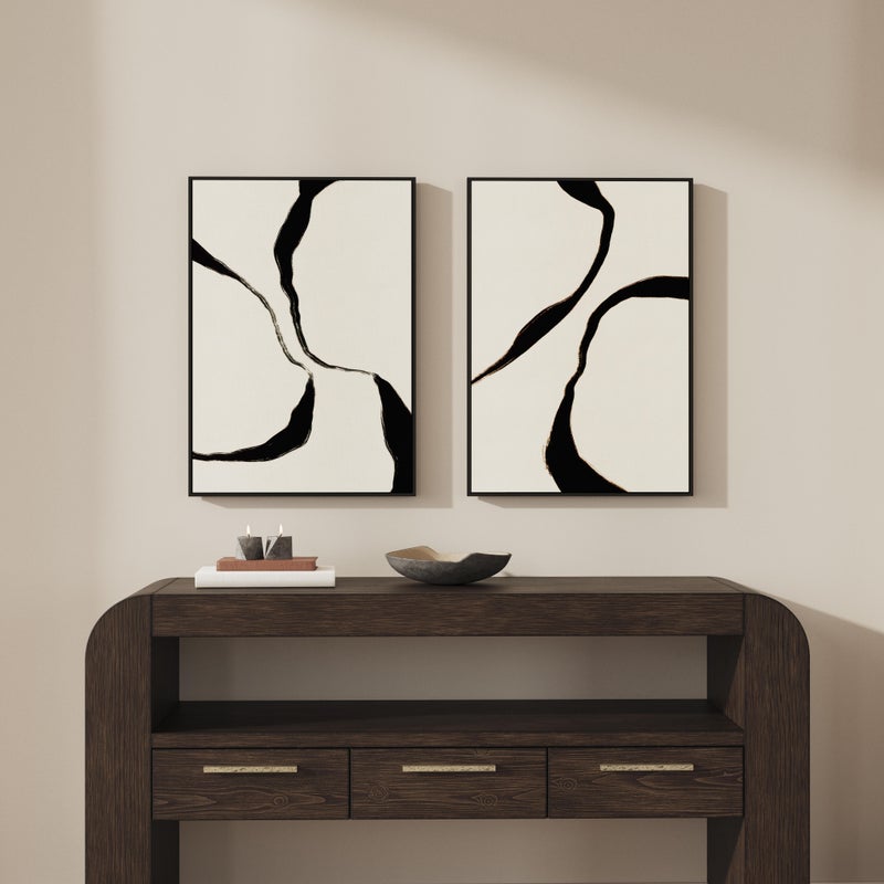 Ashley Luxe Ribbon Line Composition Giclée Canvas (Set of 2)
