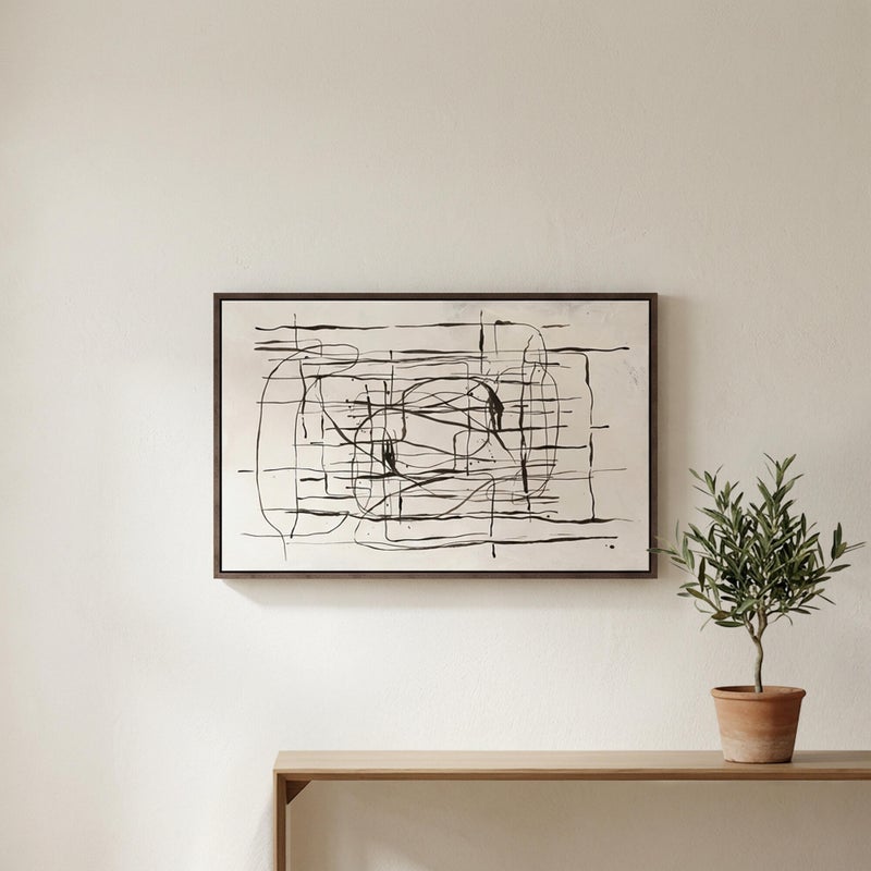 Ashley Luxe Calligraphic Abstract Giclée Canvas, Black
