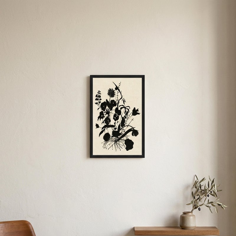 Ashley Luxe Silhouetted Wildflowers Giclée Canvas I, Black/Beige