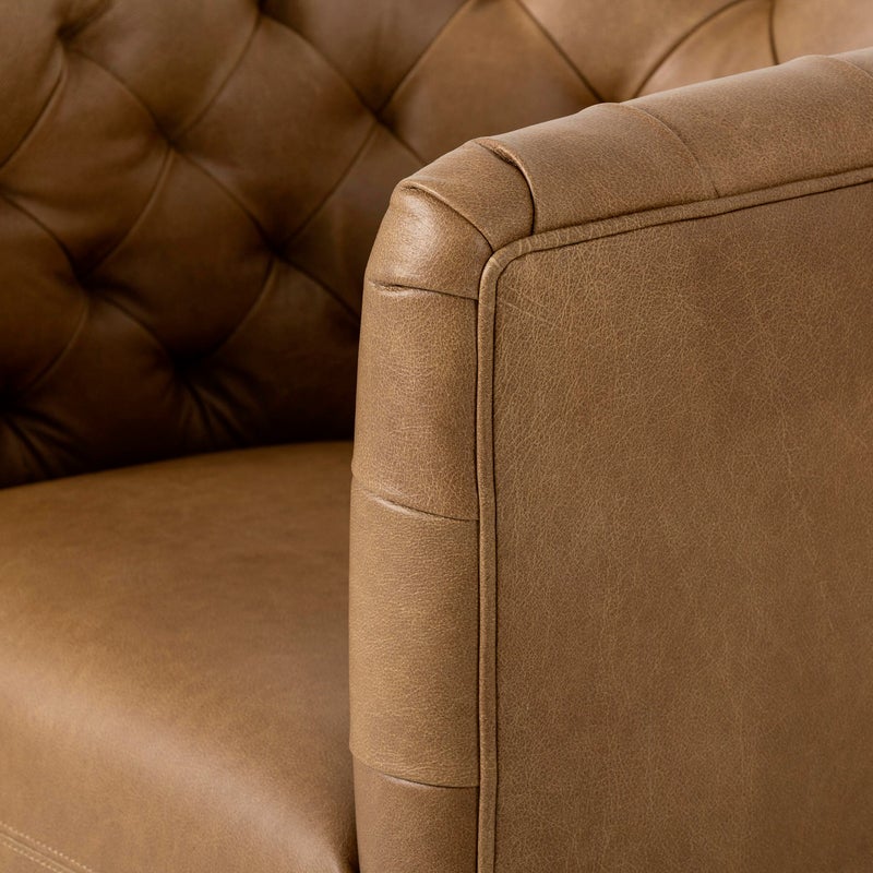 Ashley Luxe Top-Grain Leather Barrel Swivel Accent Chair