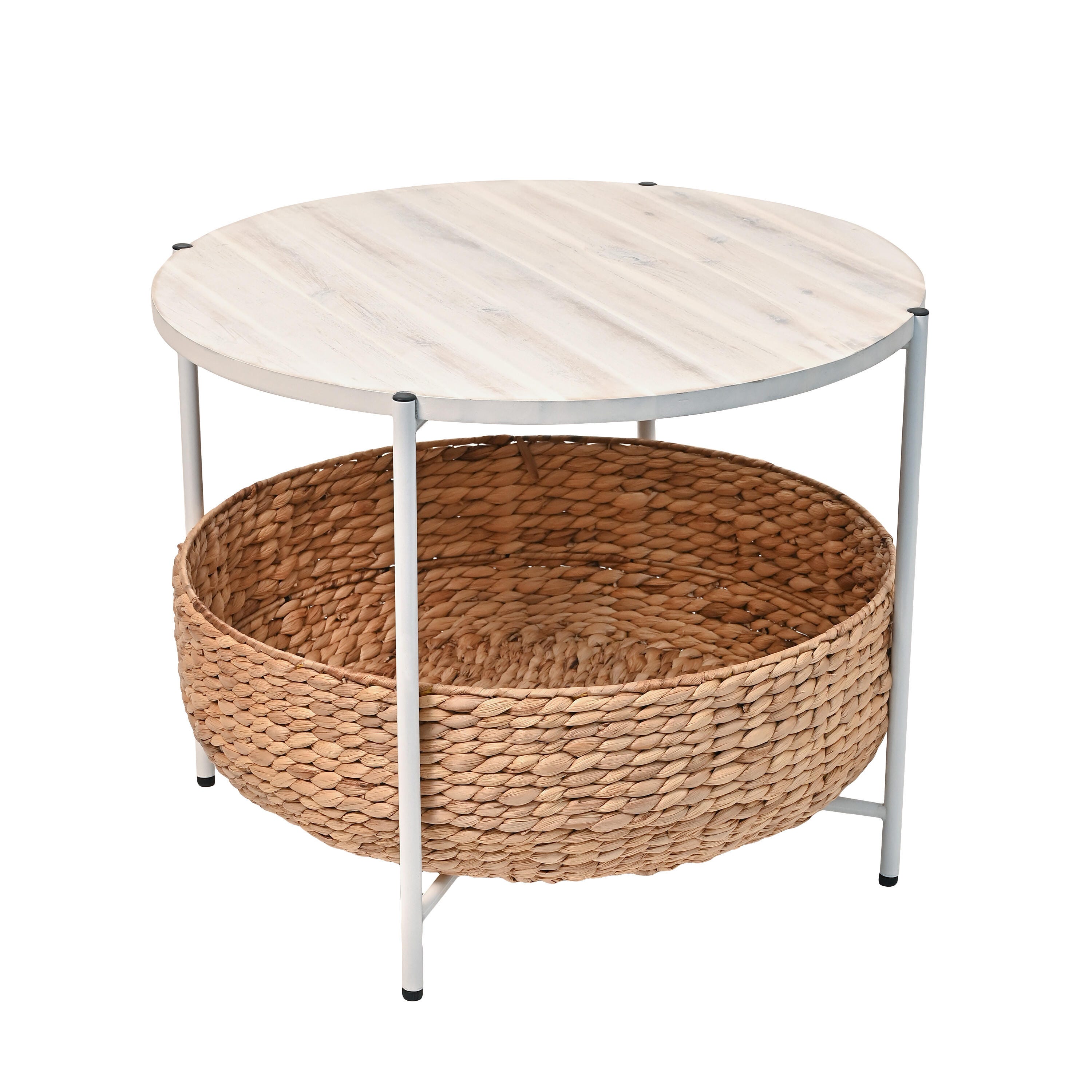 HAPPIMESS Carly Storage Coffee Table, White, large