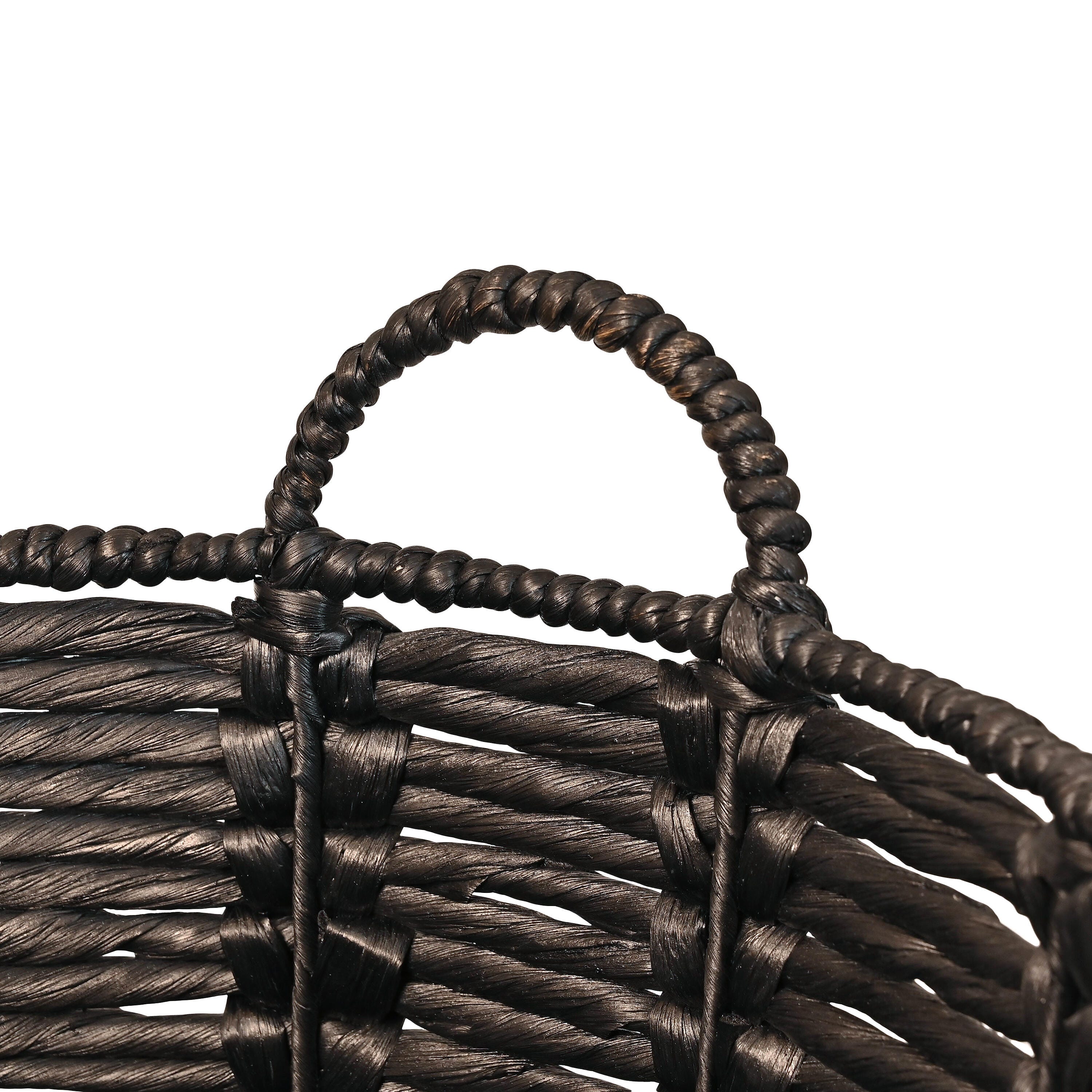 HAPPIMESS Laurel Laundry Hamper Basket, Black, large