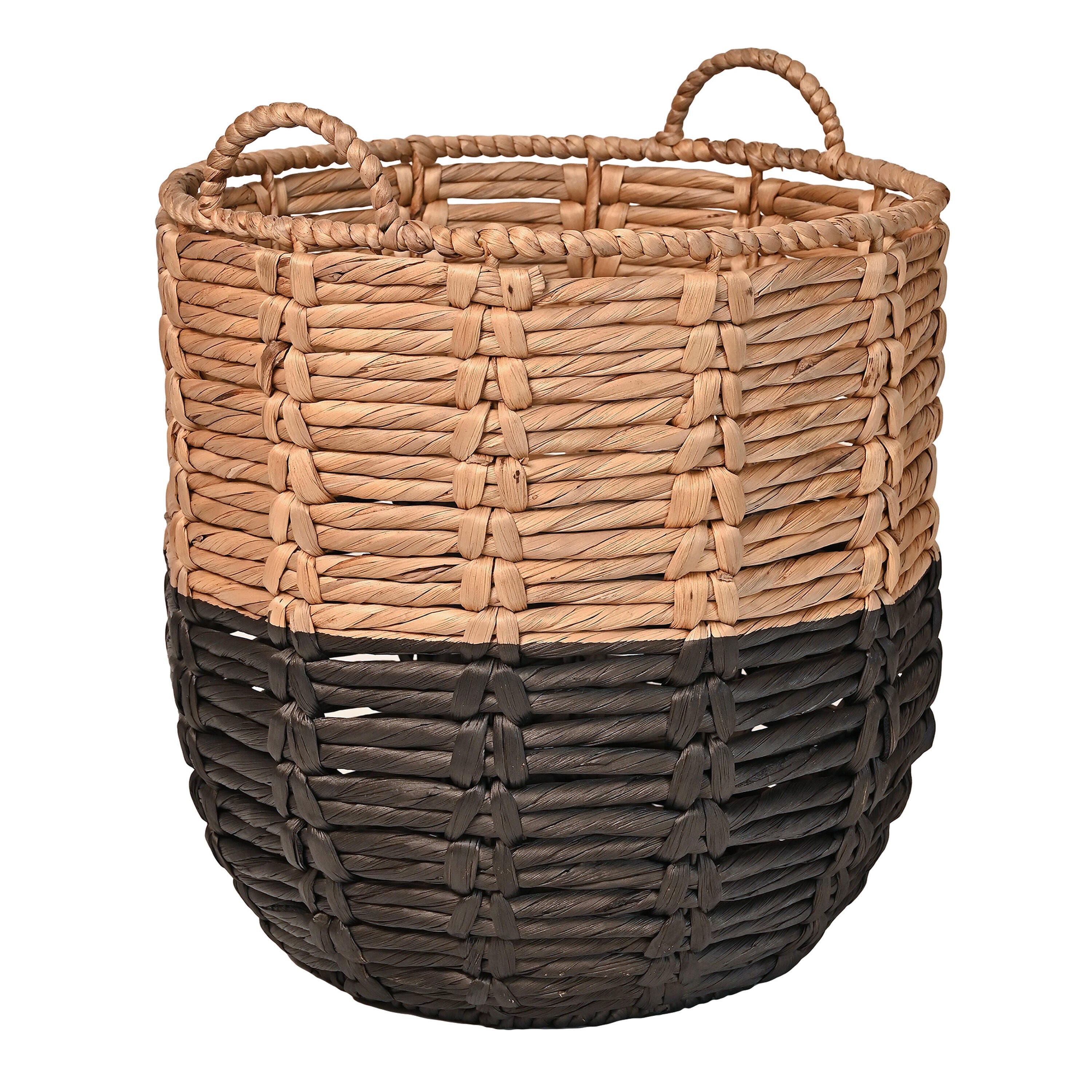 HAPPIMESS Laurel Laundry Hamper Basket, Natural/Black, large