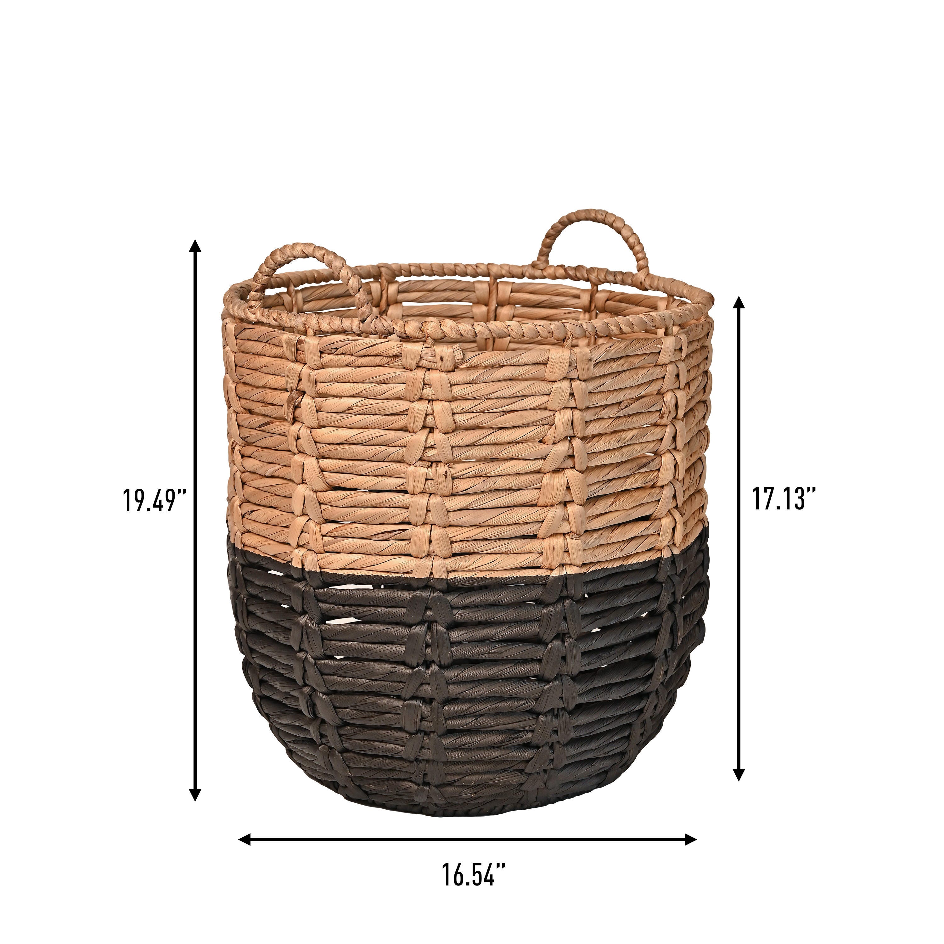 HAPPIMESS Laurel Laundry Hamper Basket, Natural/Black, large
