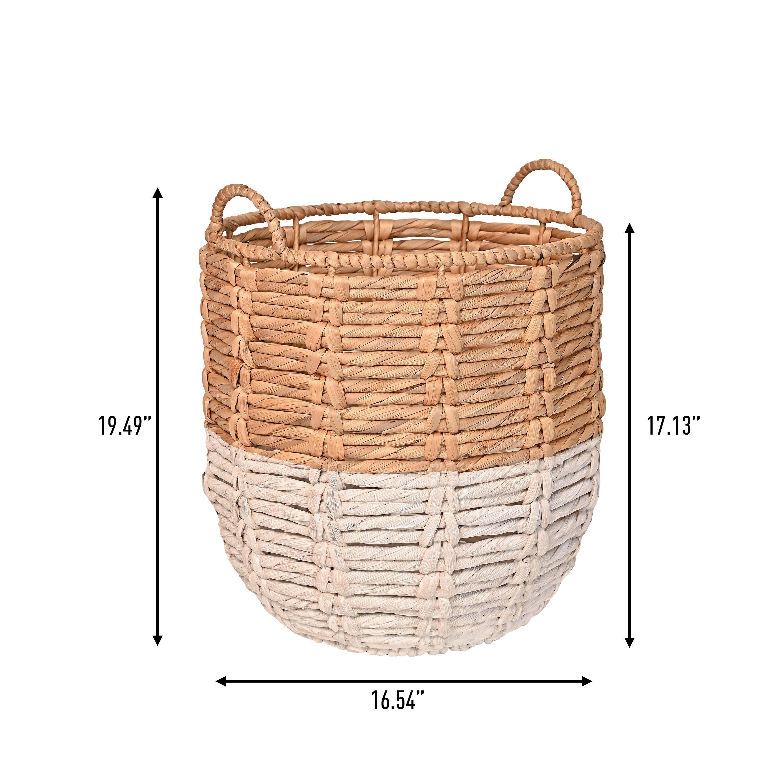 HAPPIMESS Laurel Laundry Hamper Basket, Natural/White, large