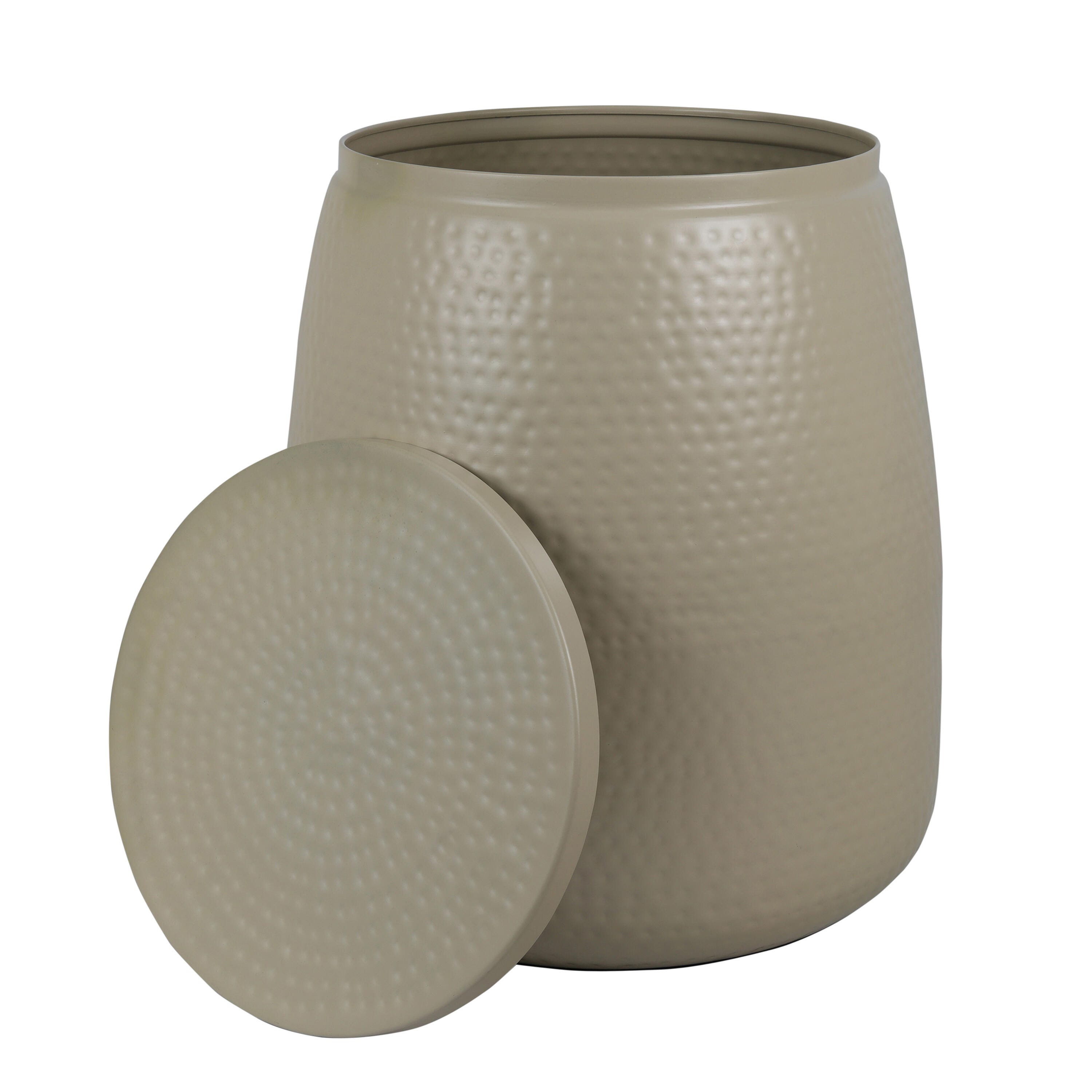 HAPPIMESS Merida Round Storage Side Table, Almond, large