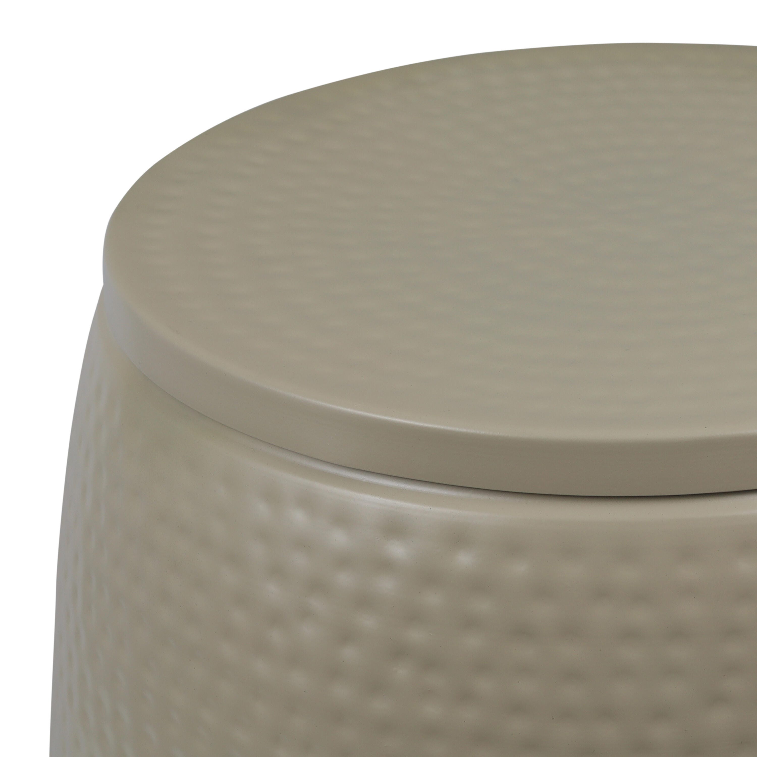 HAPPIMESS Merida Round Storage Side Table, Almond, large