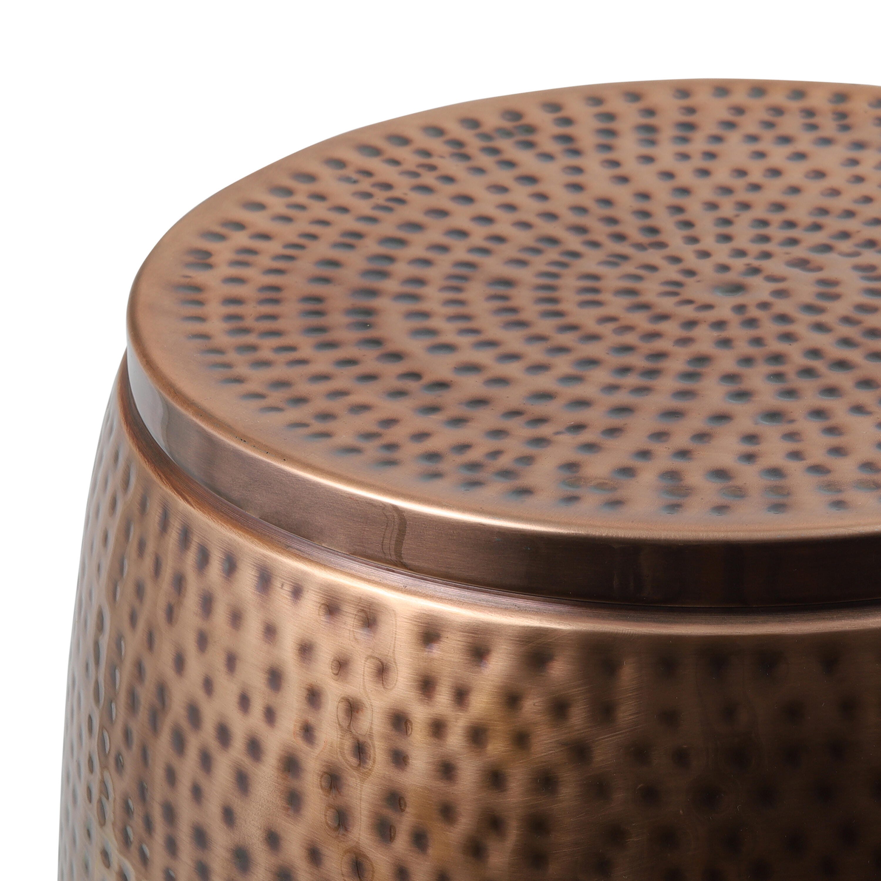 HAPPIMESS Merida Round Storage Side Table, Antique Copper, large