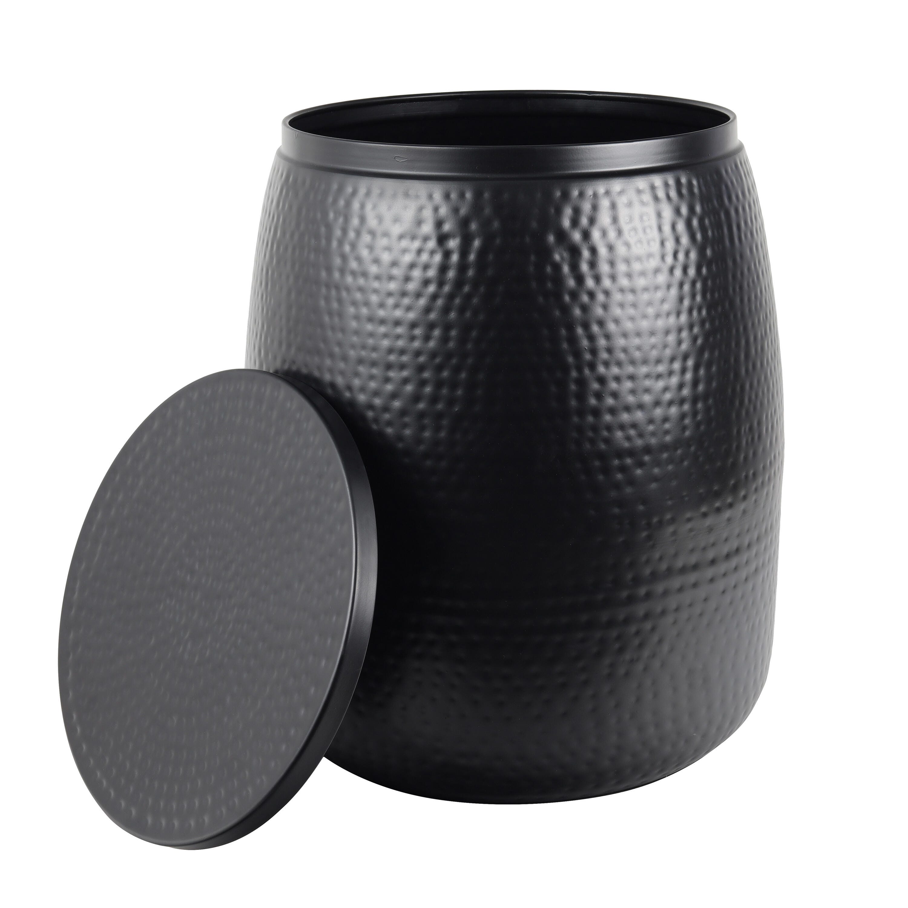 HAPPIMESS Merida Round Storage Side Table, Matte Black, large