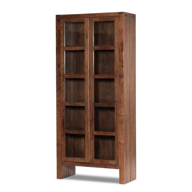 Ashley Luxe Acacia Accent Cabinet with Glass Doors