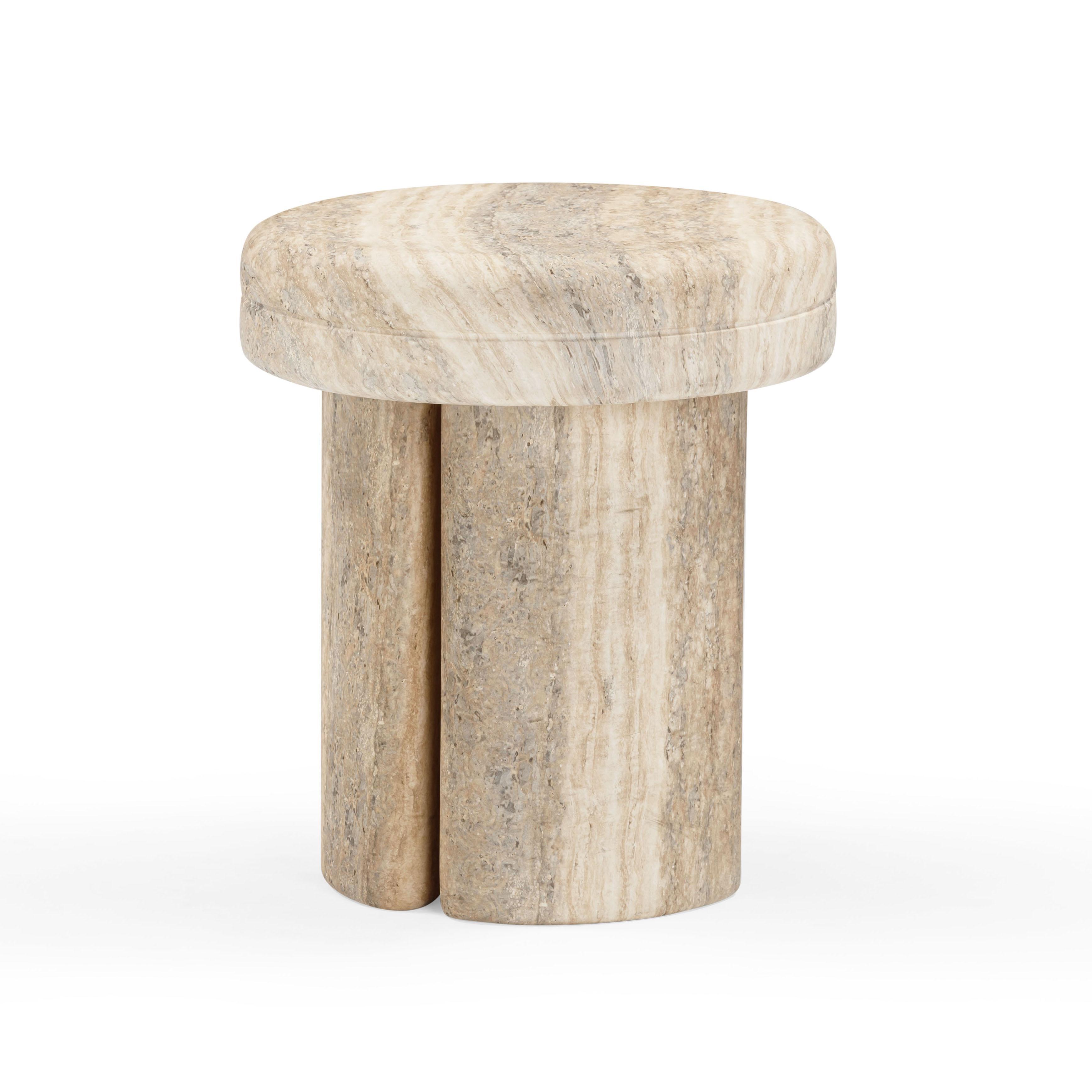 TOV Furniture Sheila Side Table, Travertine, large