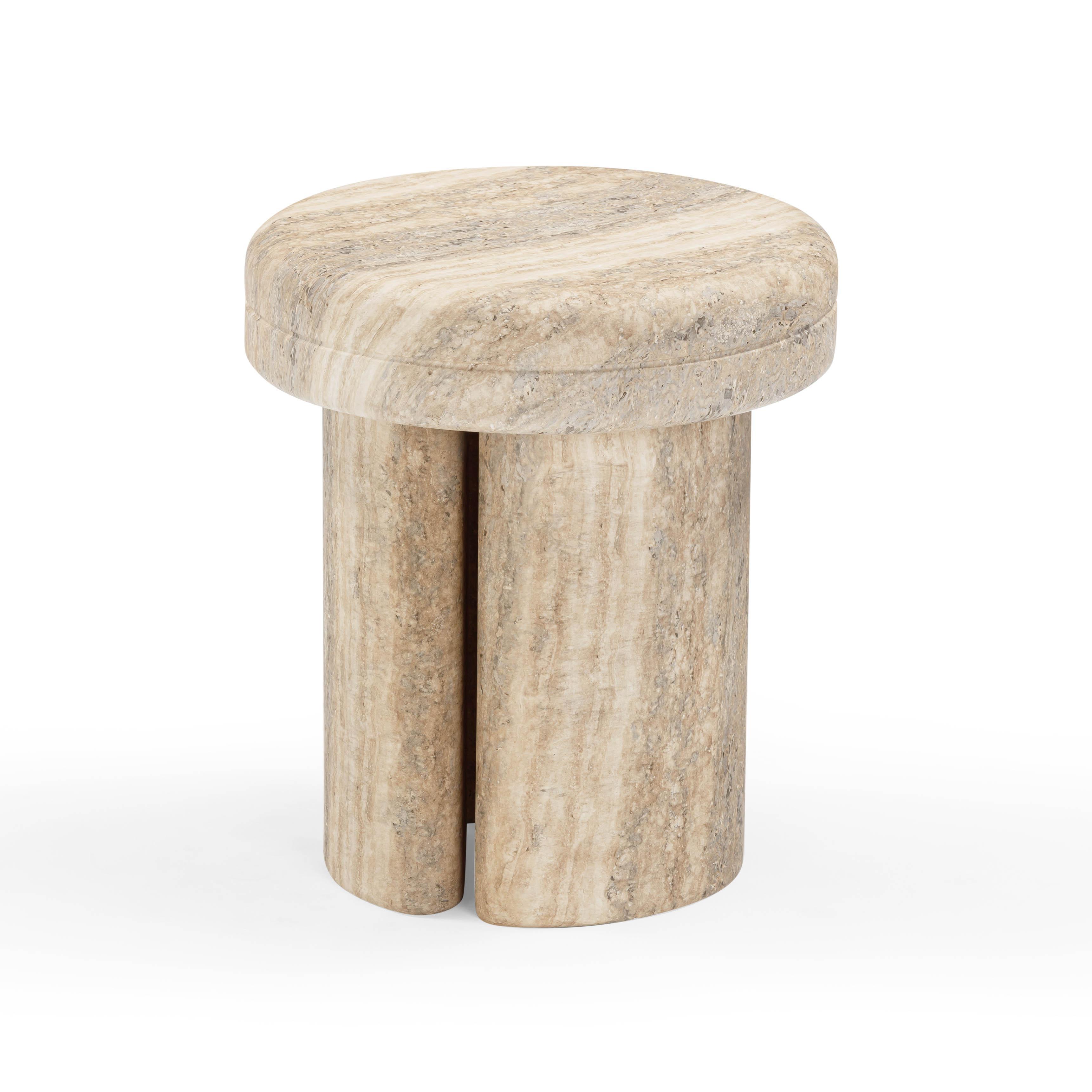 TOV Furniture Sheila Side Table, Travertine, large