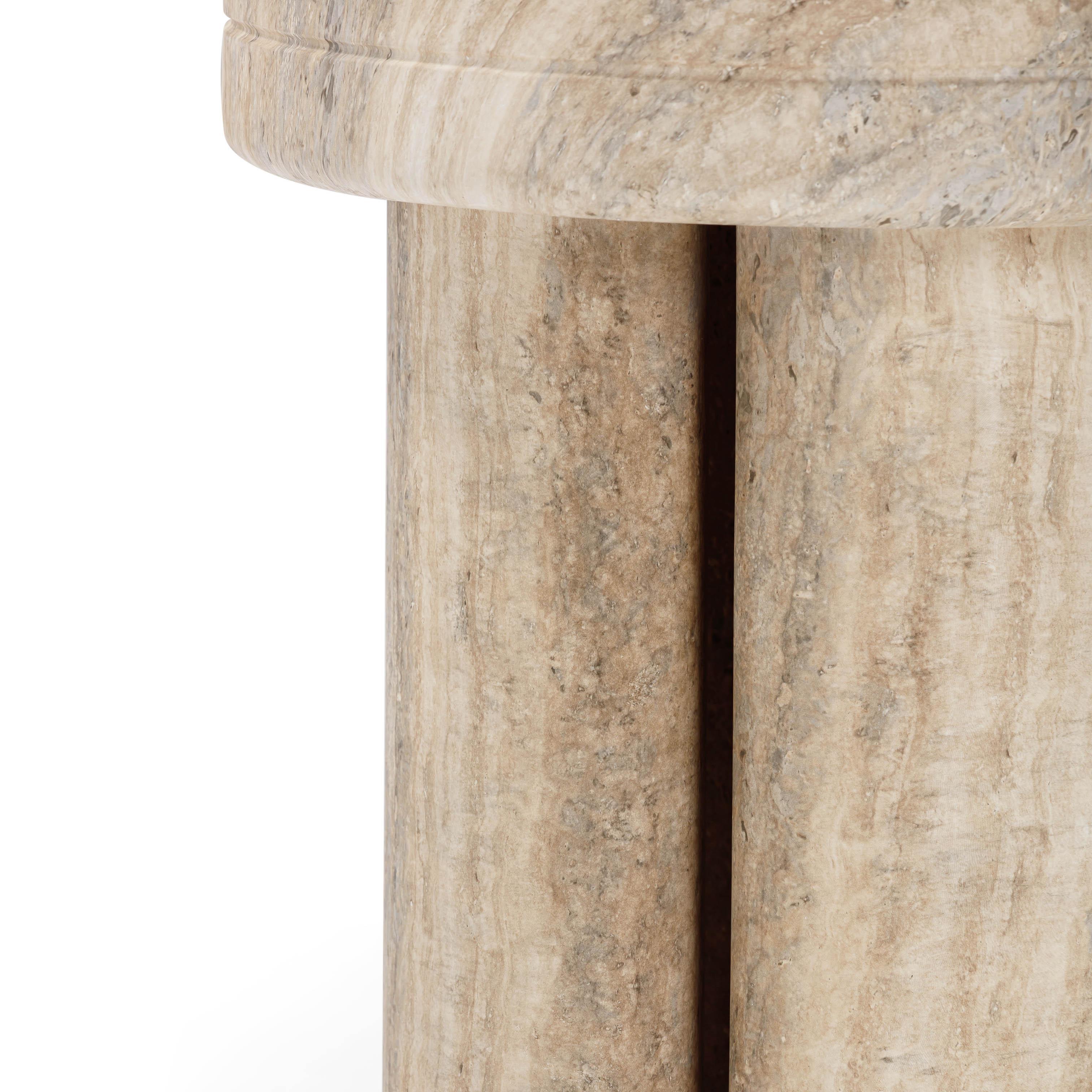 TOV Furniture Sheila Side Table, Travertine, large