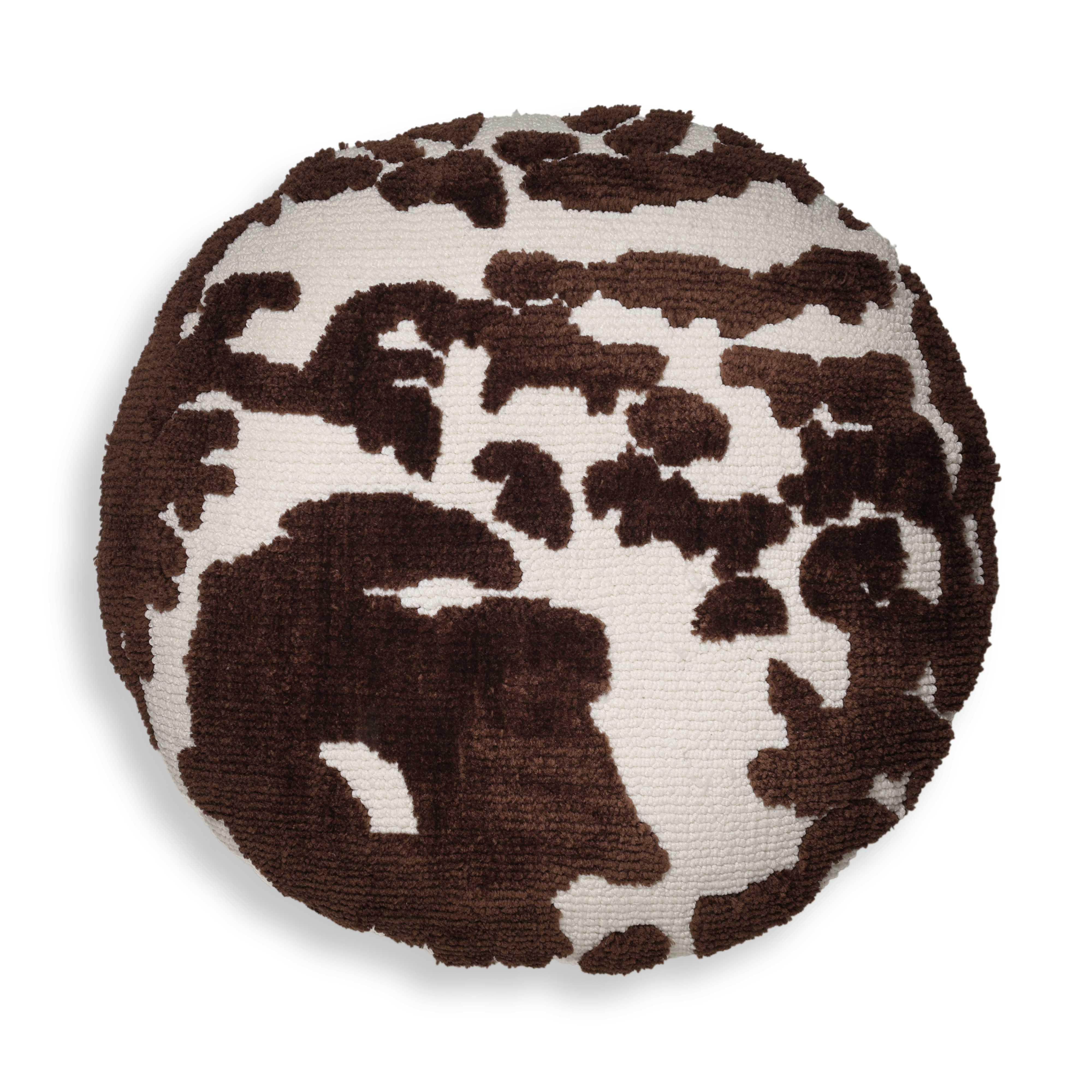 TOV Furniture Coasts Tufted Round Pillow, Chocolate Brown, large
