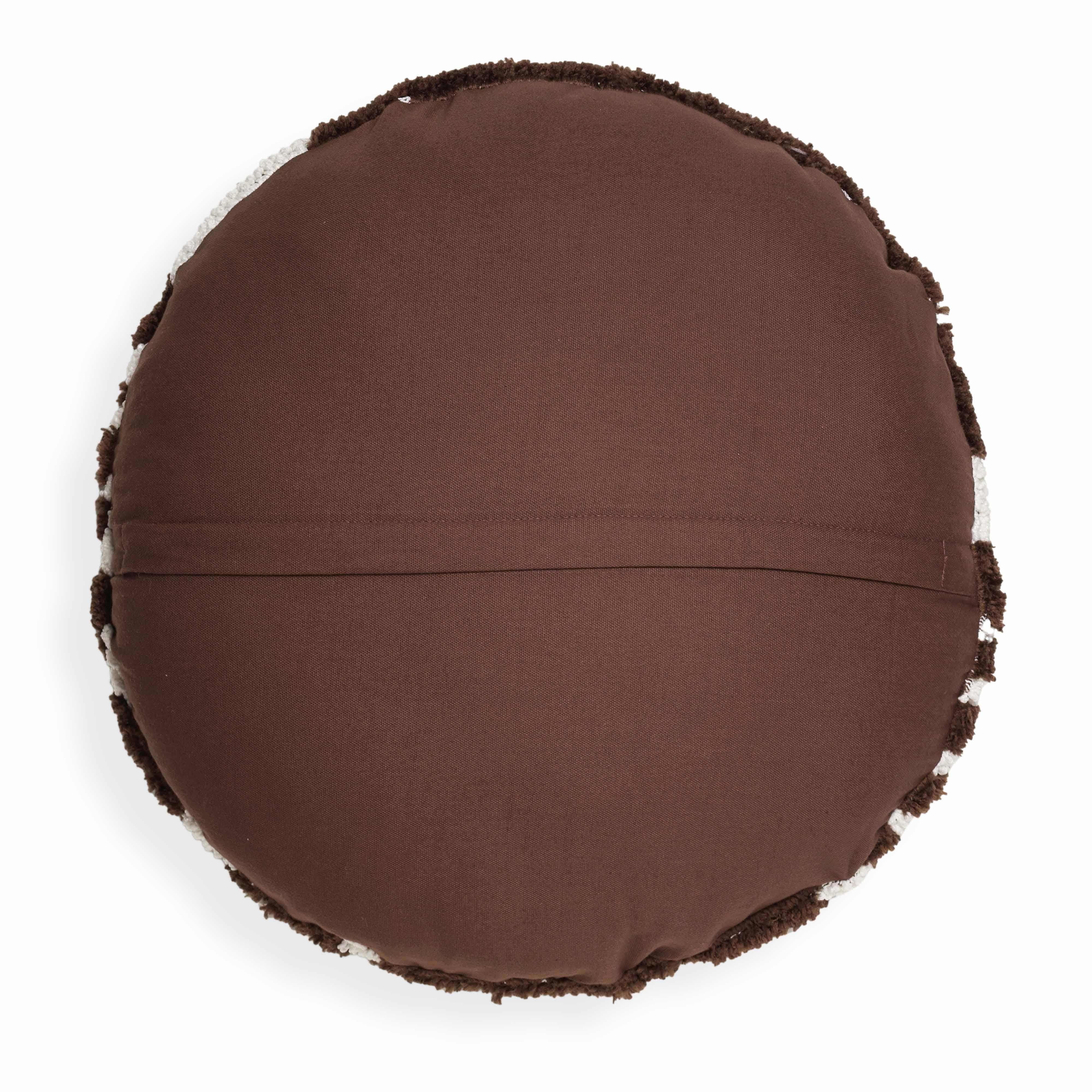 TOV Furniture Coasts Tufted Round Pillow, Chocolate Brown, large