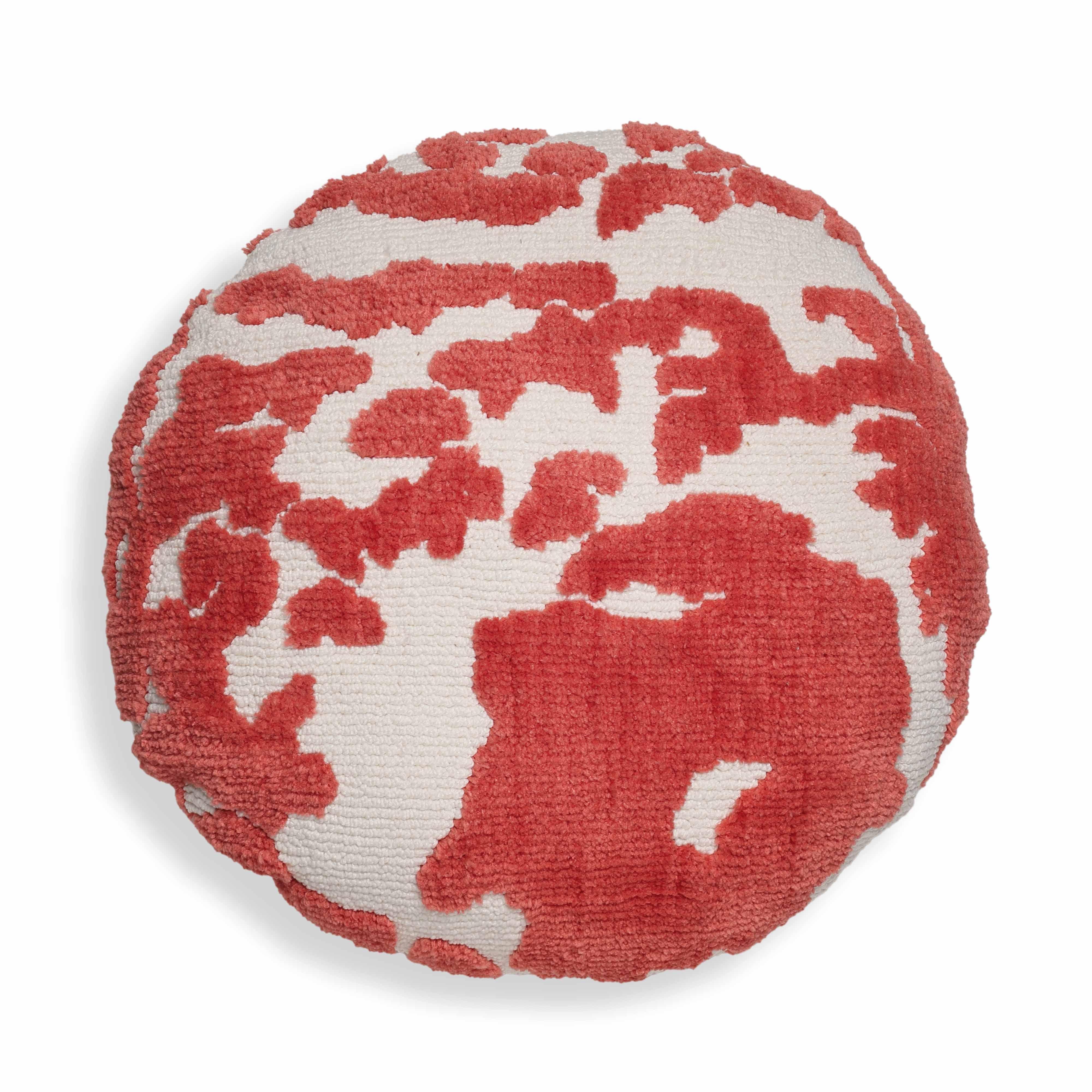 TOV Furniture Coasts Tufted Round Pillow, Coral Pink, large