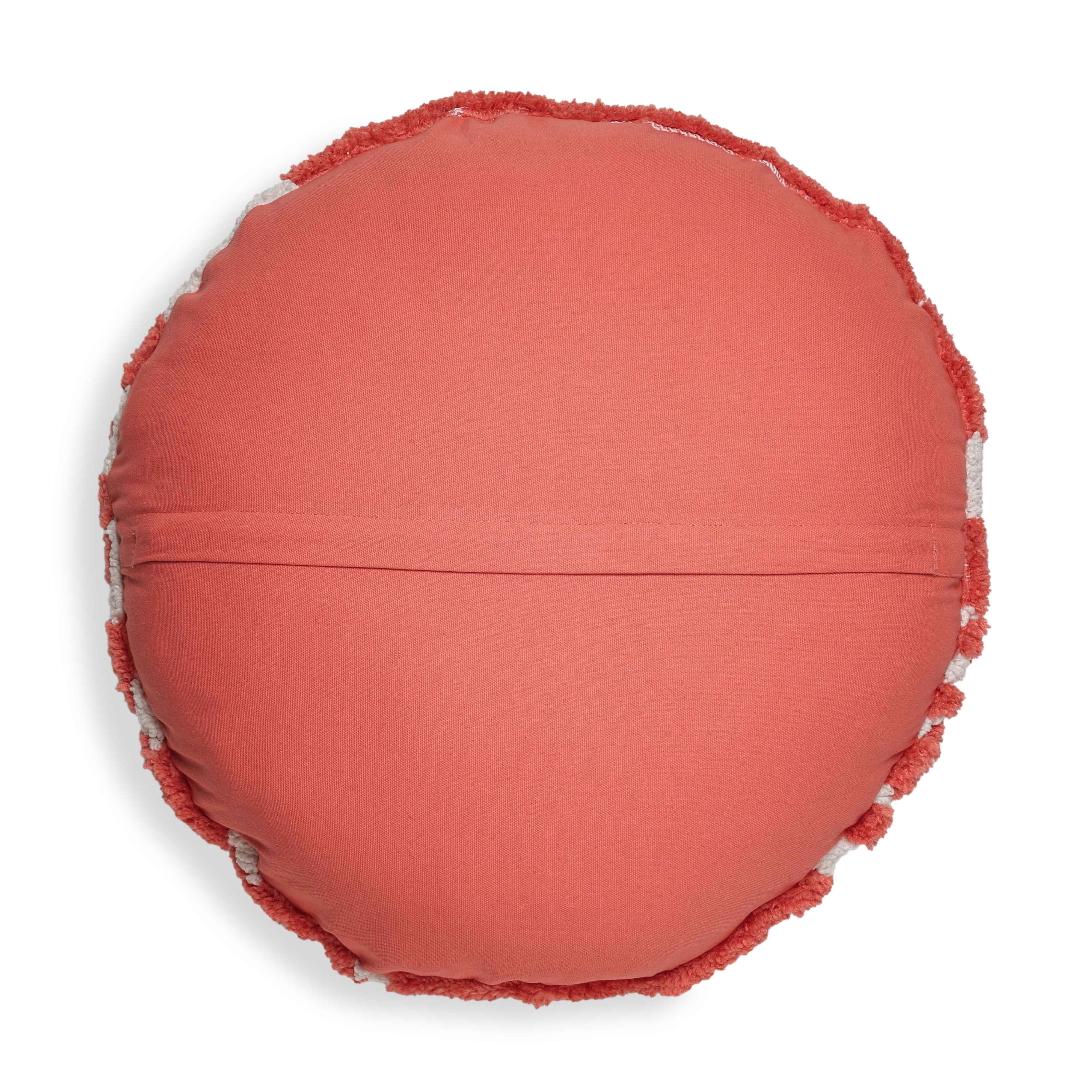 TOV Furniture Coasts Tufted Round Pillow, Coral Pink, large