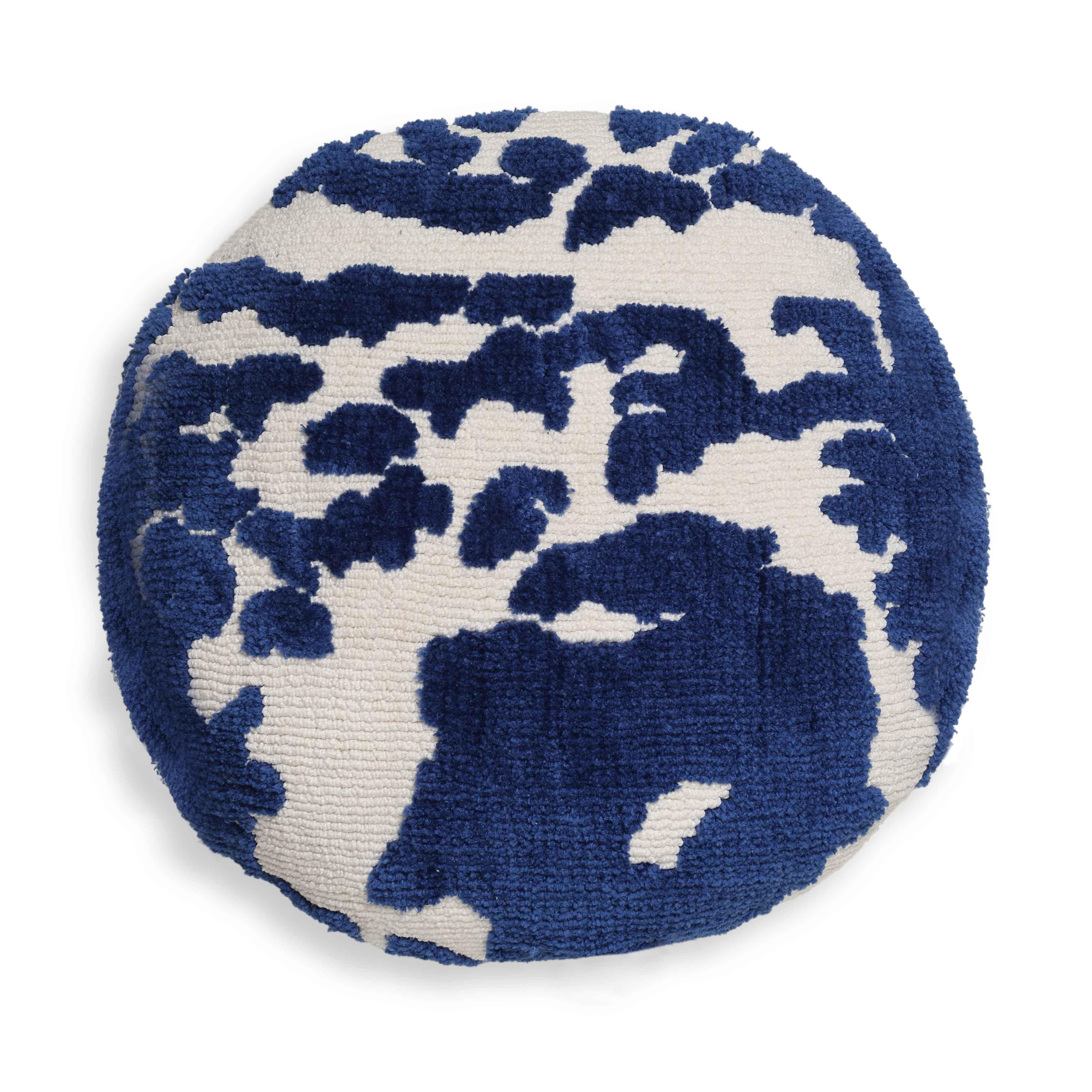 TOV Furniture Coasts Tufted Round Pillow, Royal Blue, rollover