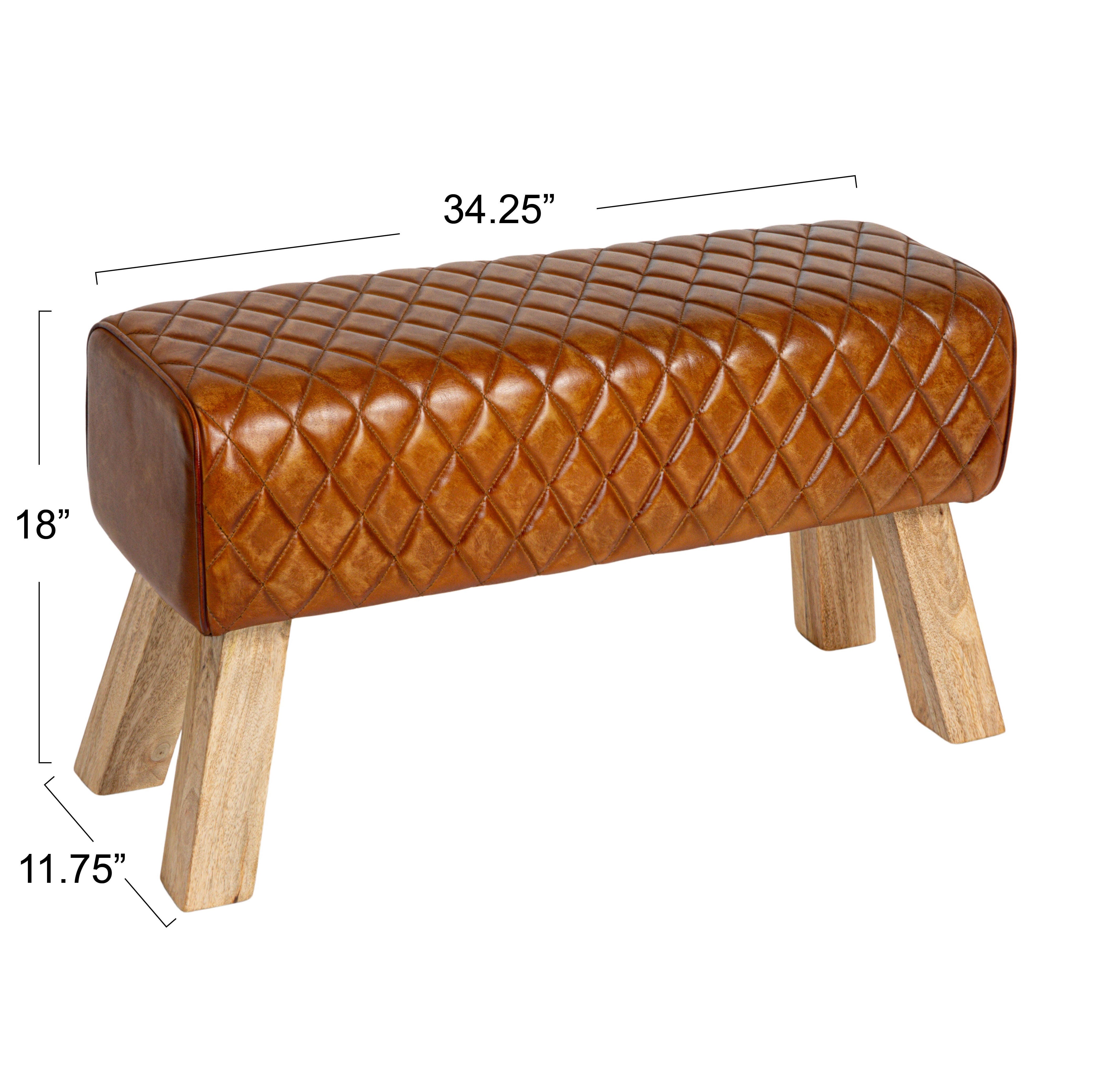Storied Home Stylish Bench, Camel/Natural, large