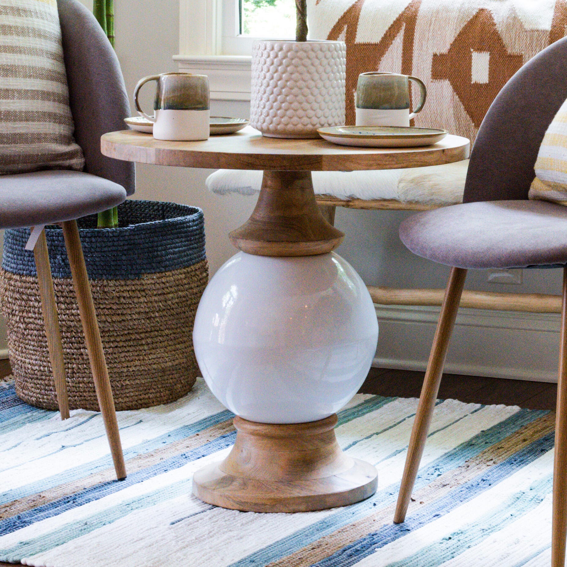 Storied Home Pedestal Accent Table, , large