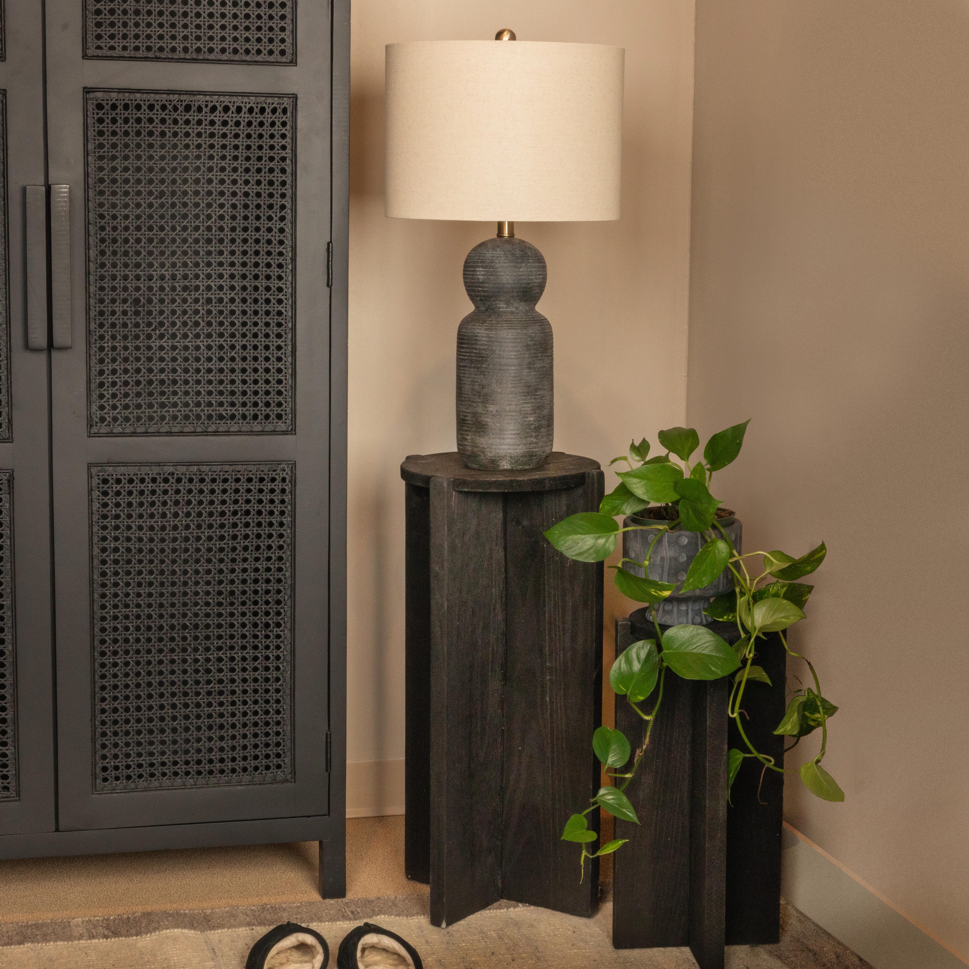 Storied Home Round Side Table, Black, large