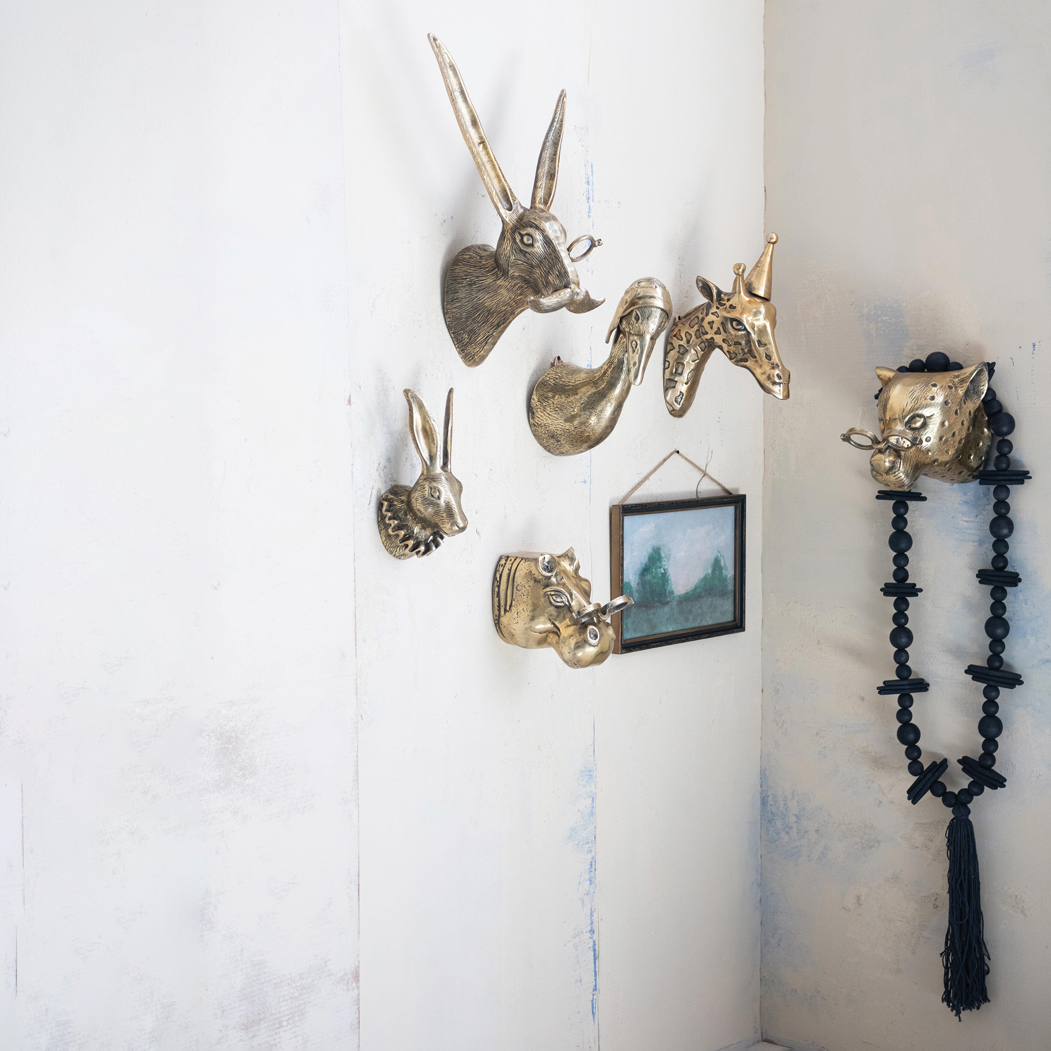 Storied Home Rabbit Head with Ruff Collar Wall Decor, , rollover
