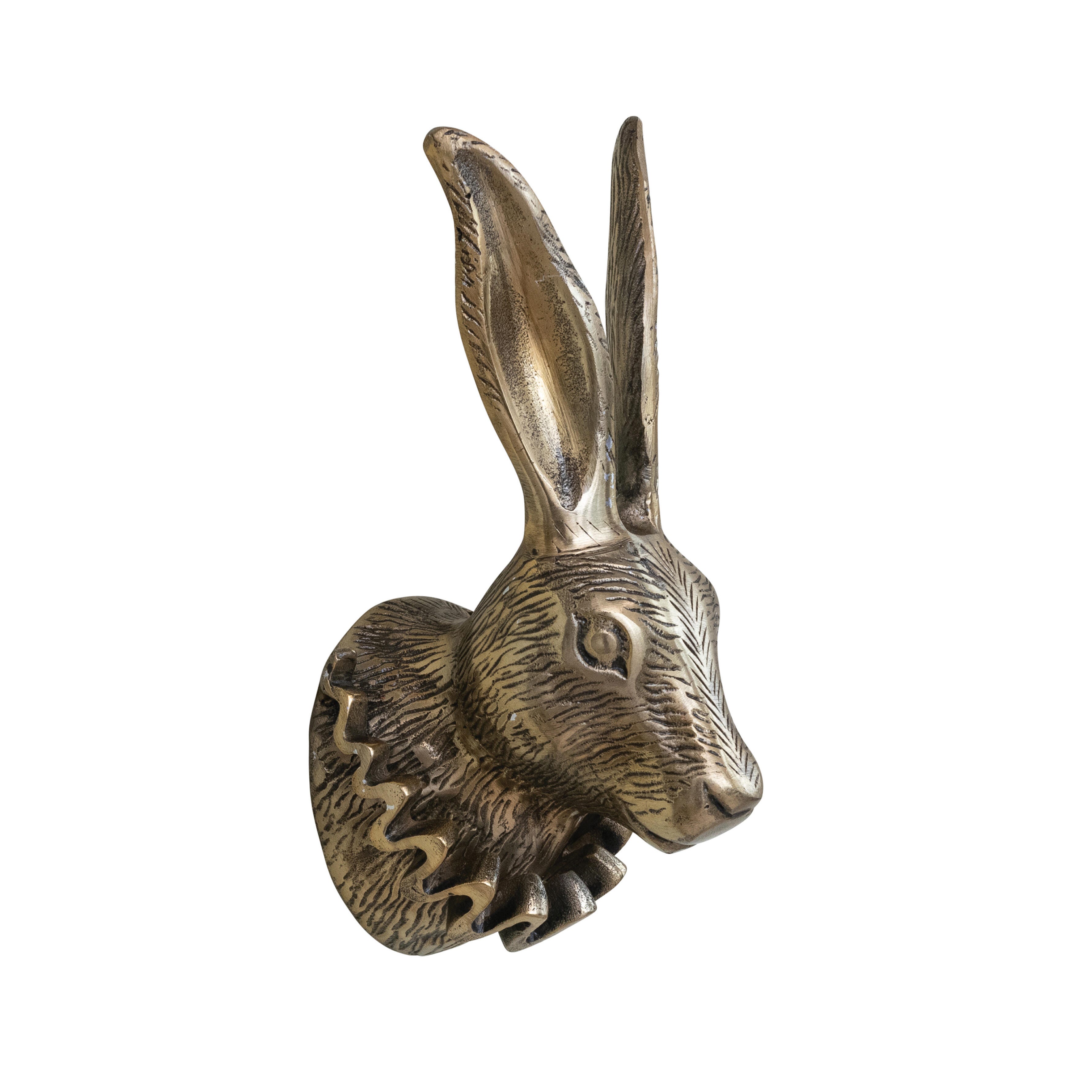 Storied Home Rabbit Head with Ruff Collar Wall Decor, , large