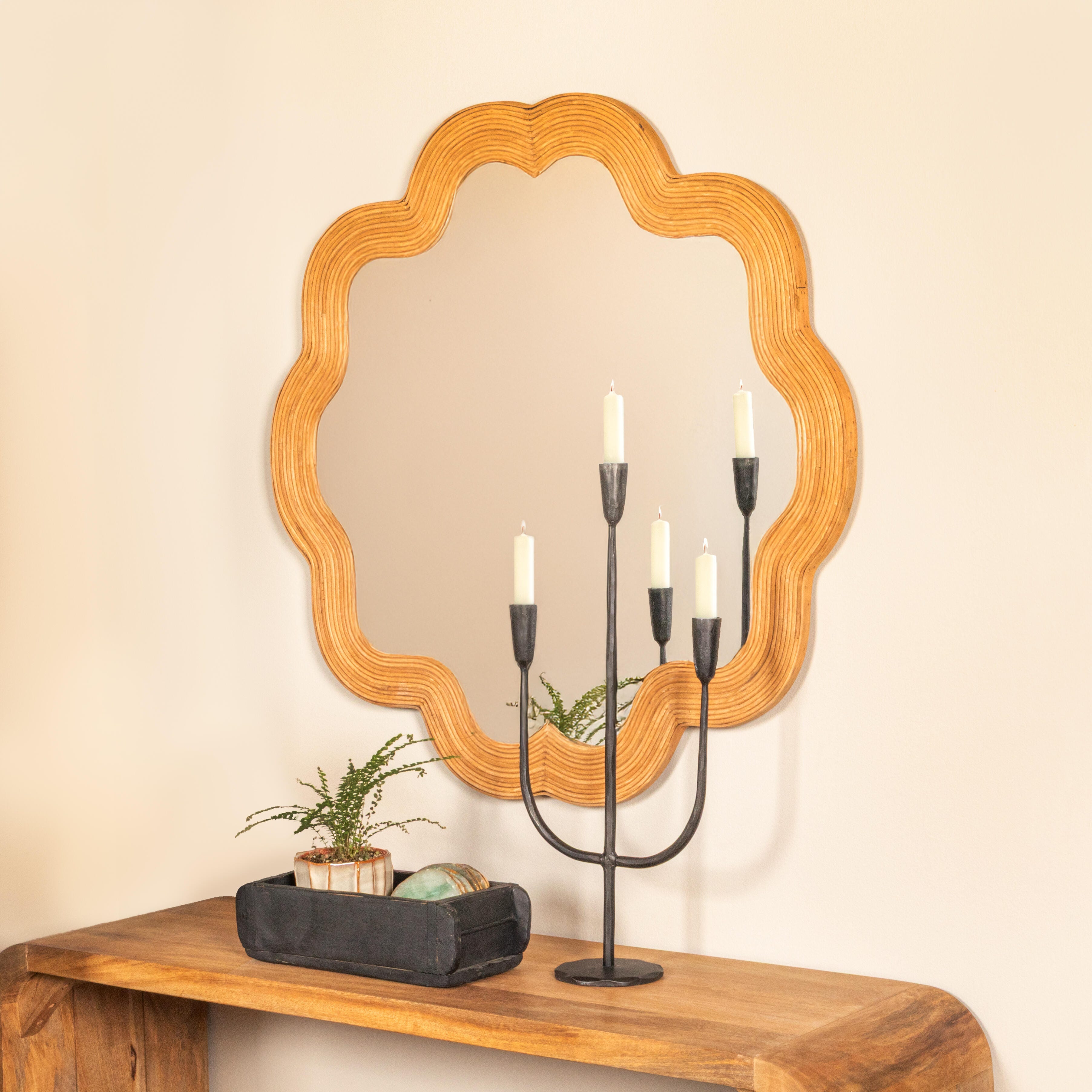 Storied Home Scalloped Framed Wall Mirror, , rollover